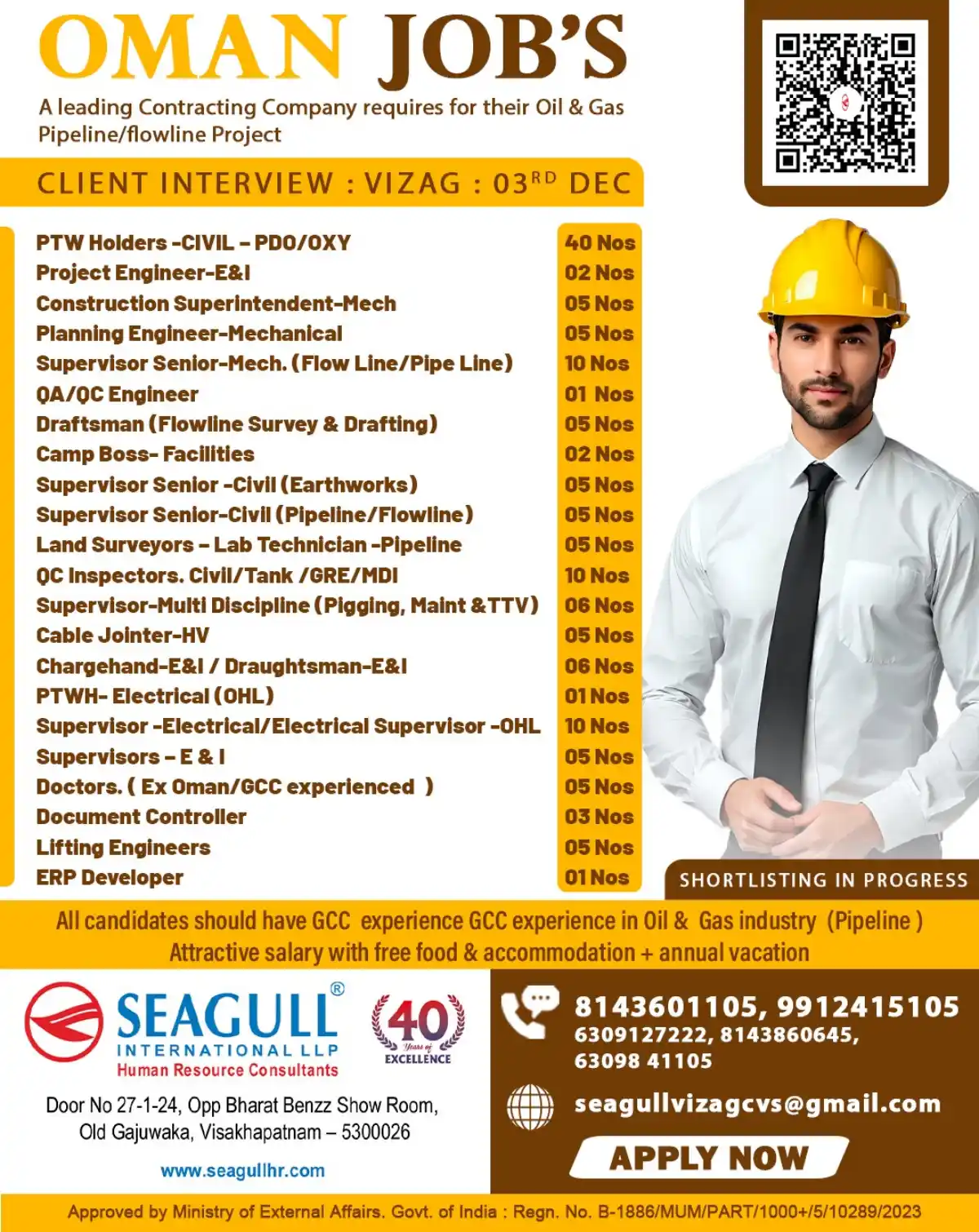 Oman Pipeline Jobs – Vizag Interview