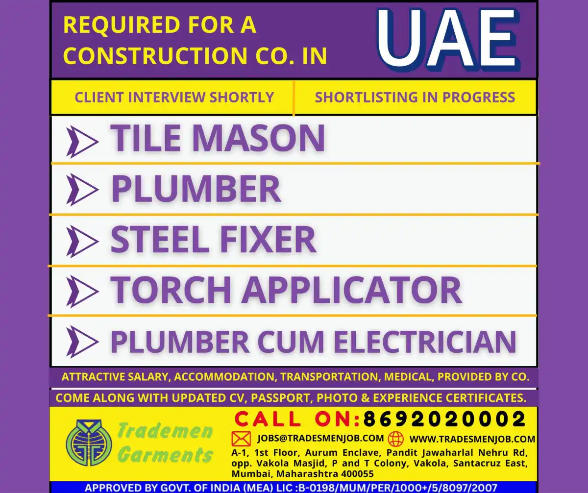 Tradesmen Jobs UAE