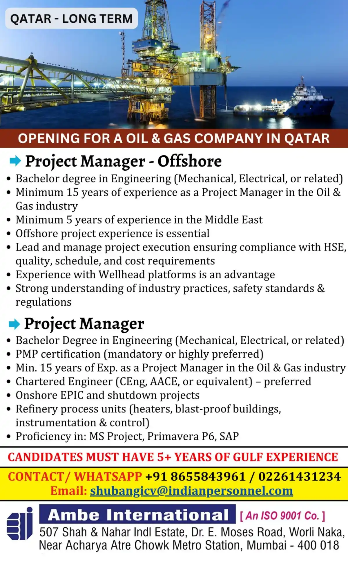 Project Manager Jobs Qatar