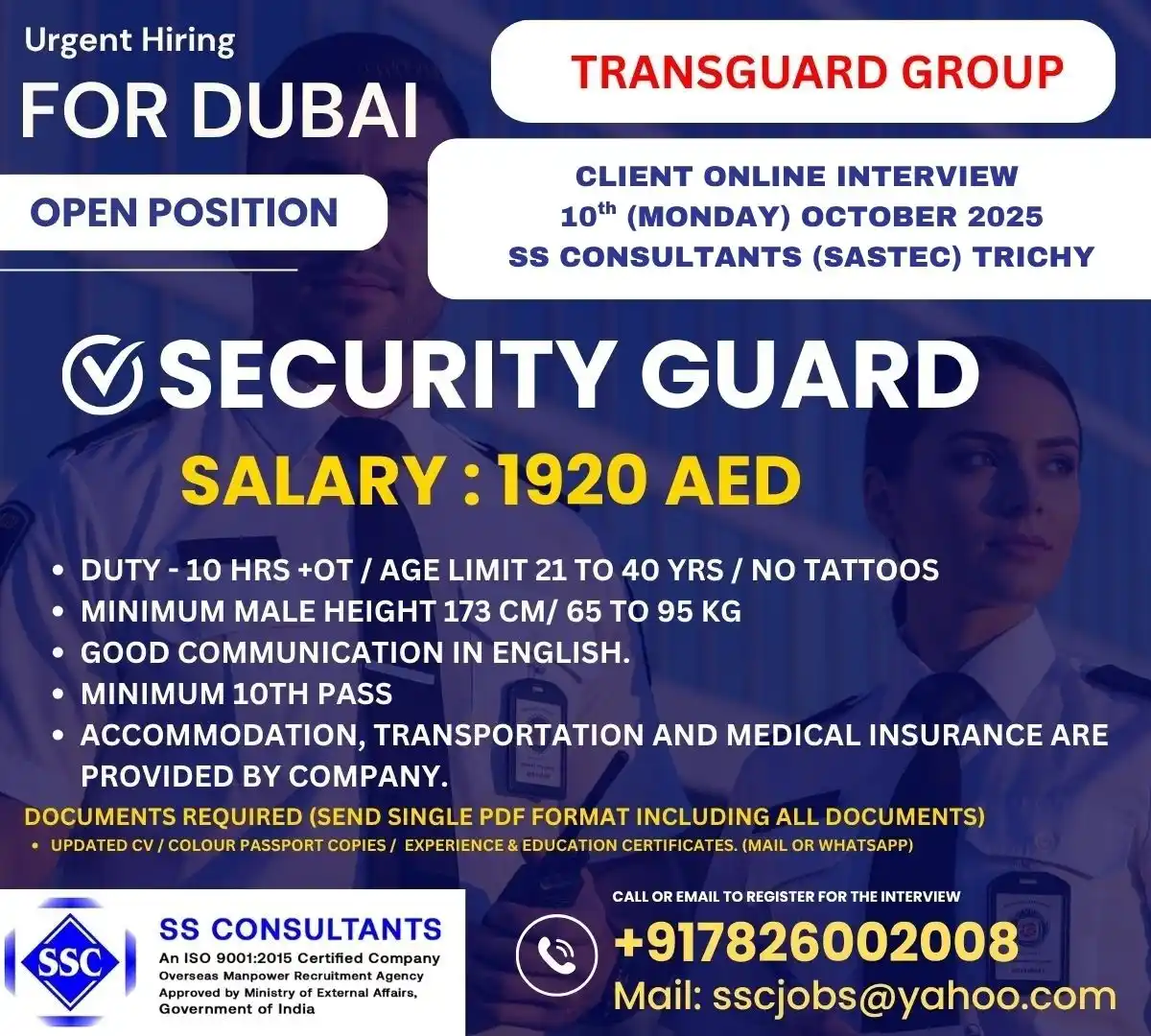 Security Guard Dubai Job