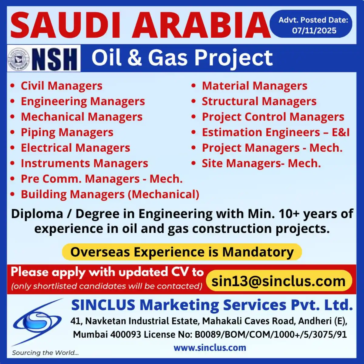 NSH Oil & Gas Jobs in Saudi Arabia