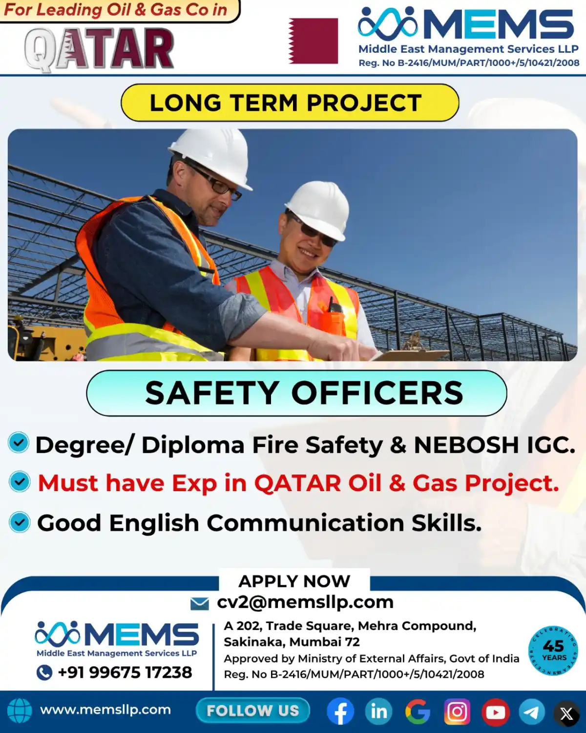 Safety Officer – Qatar Oil Gas
