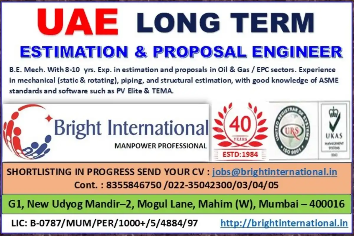 Estimation Engineer Job – UAE