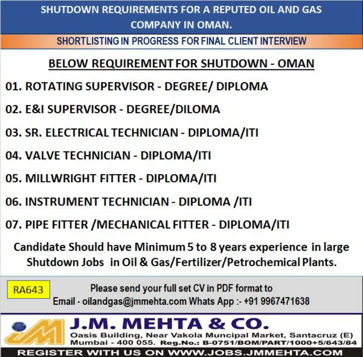 Shutdown Jobs Oman
