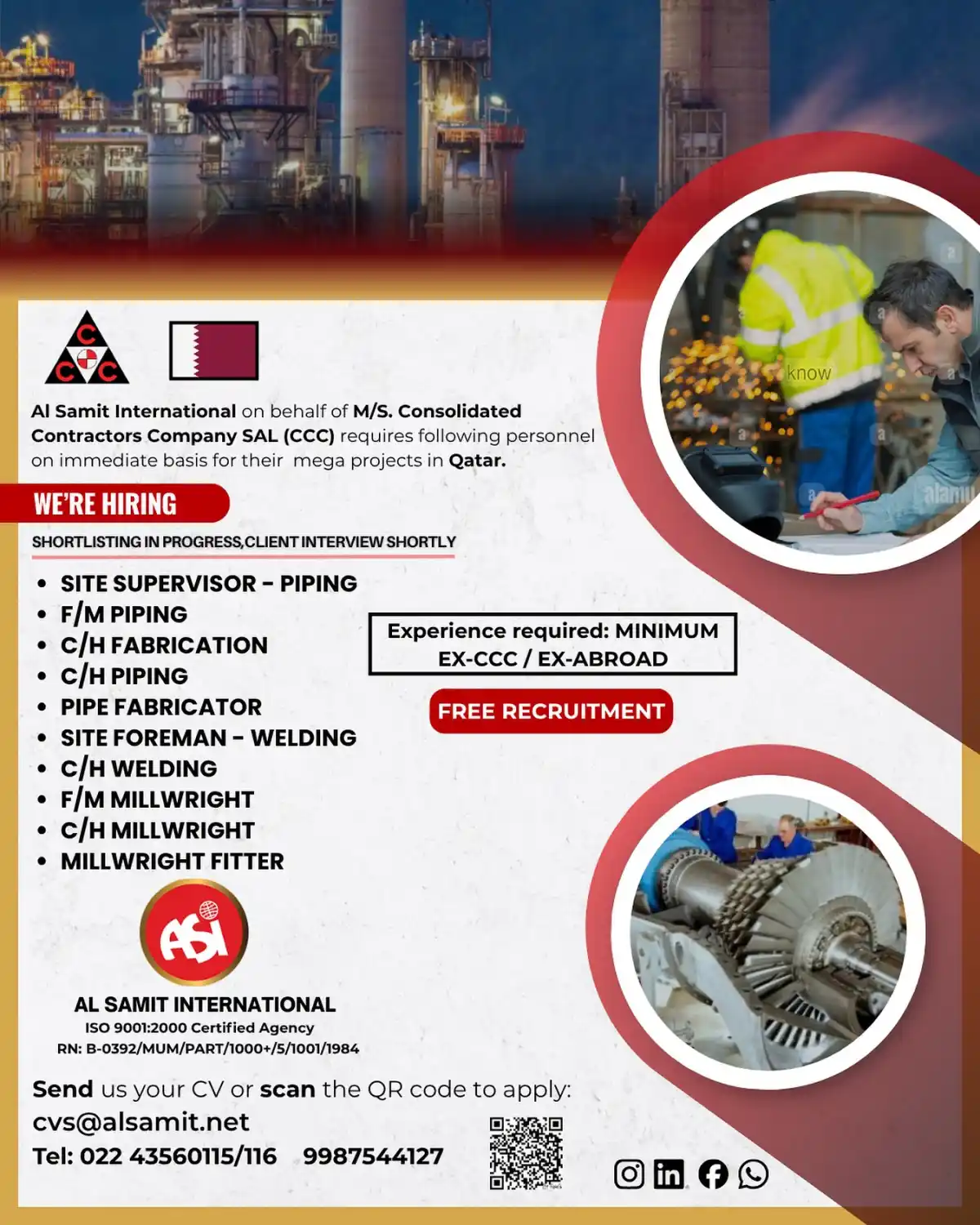 Site Supervisor Piping Jobs Qatar