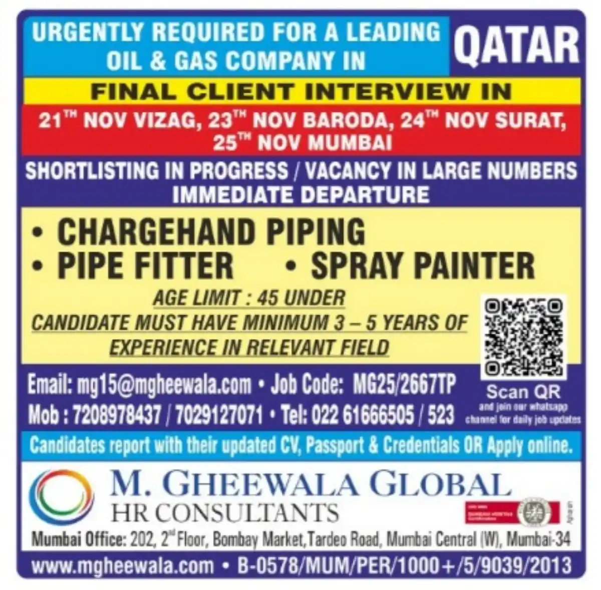 Urgent Qatar Oil & Gas Jobs