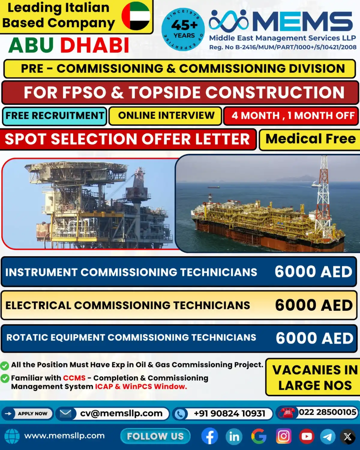 Commissioning Technicians – Abu Dhabi FPSO Projects