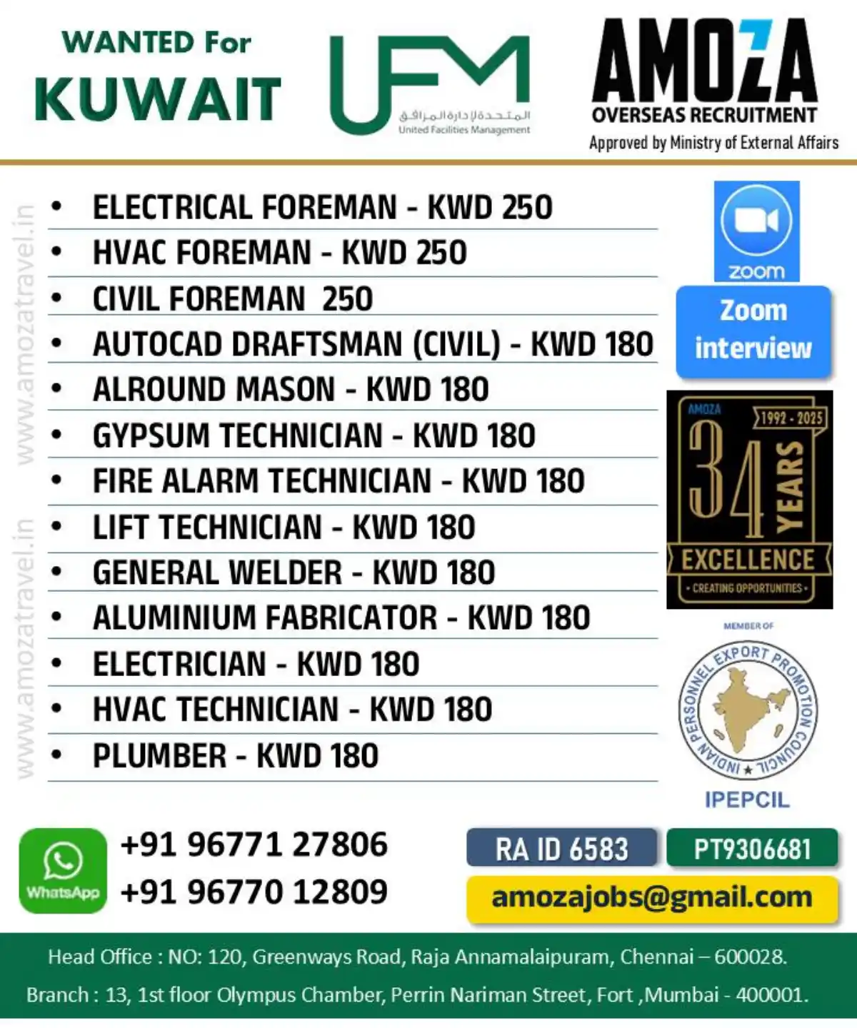 Kuwait Jobs: Multiple Vacancies