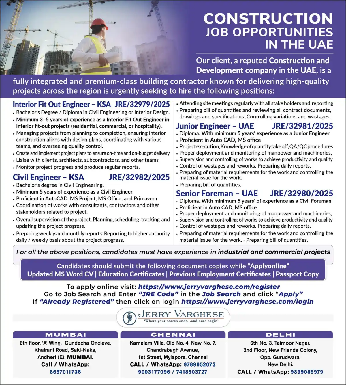 Construction Jobs in UAE