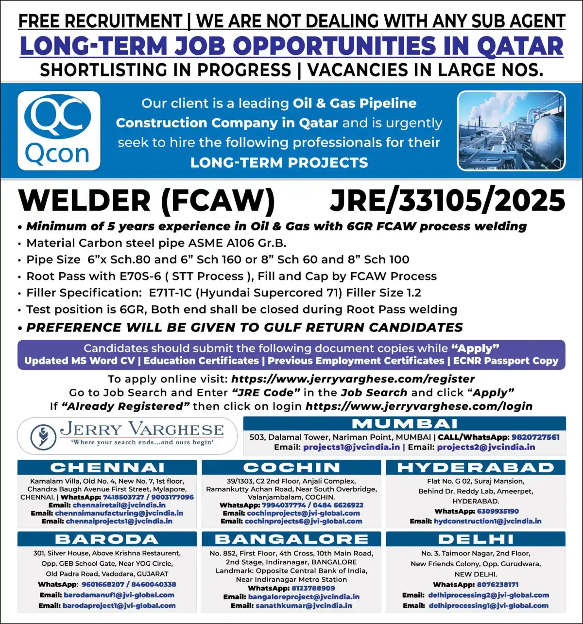 Welder (FCAW) Jobs in Qatar