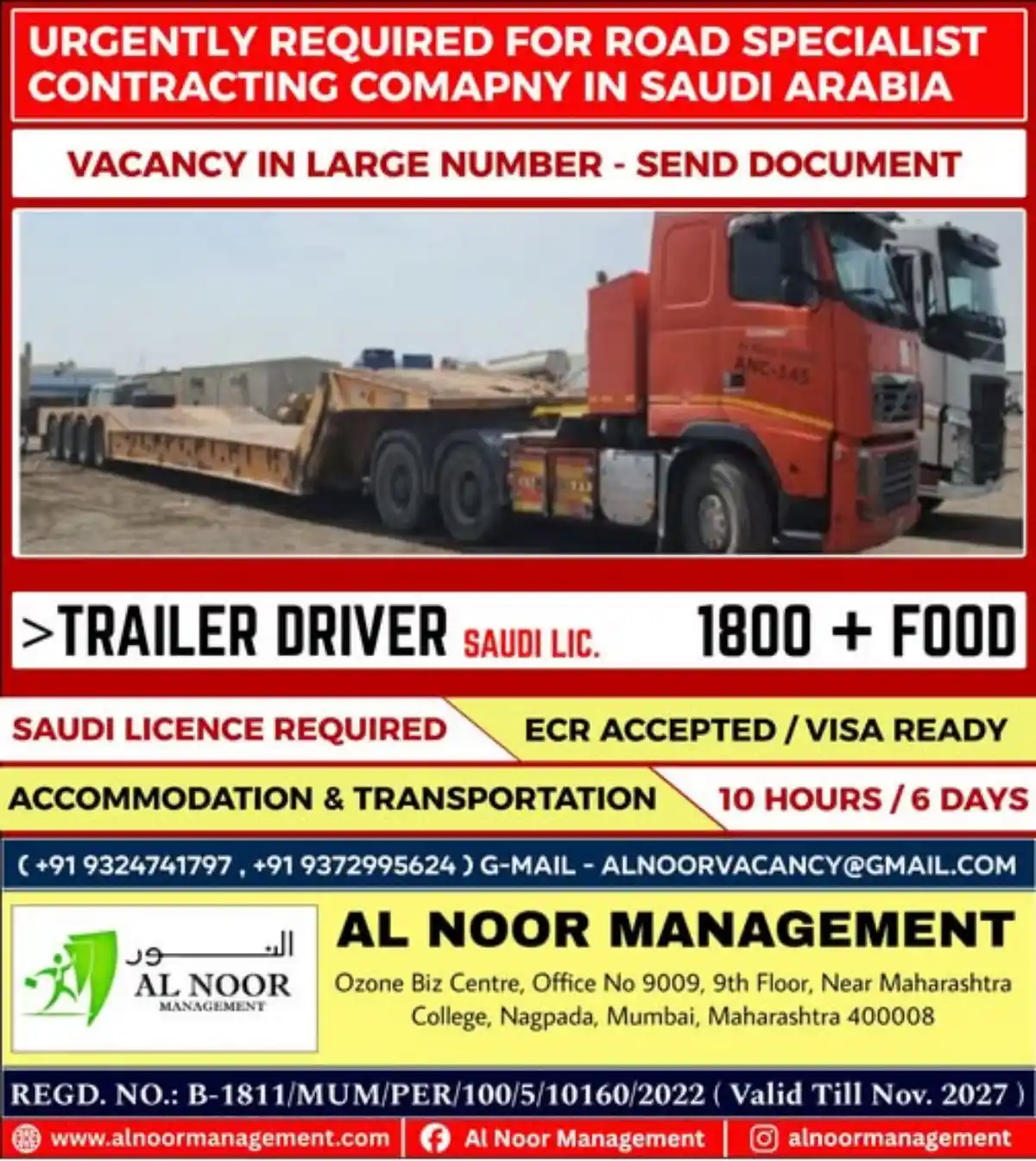Trailer Drivers Urgently Needed – Saudi License Required