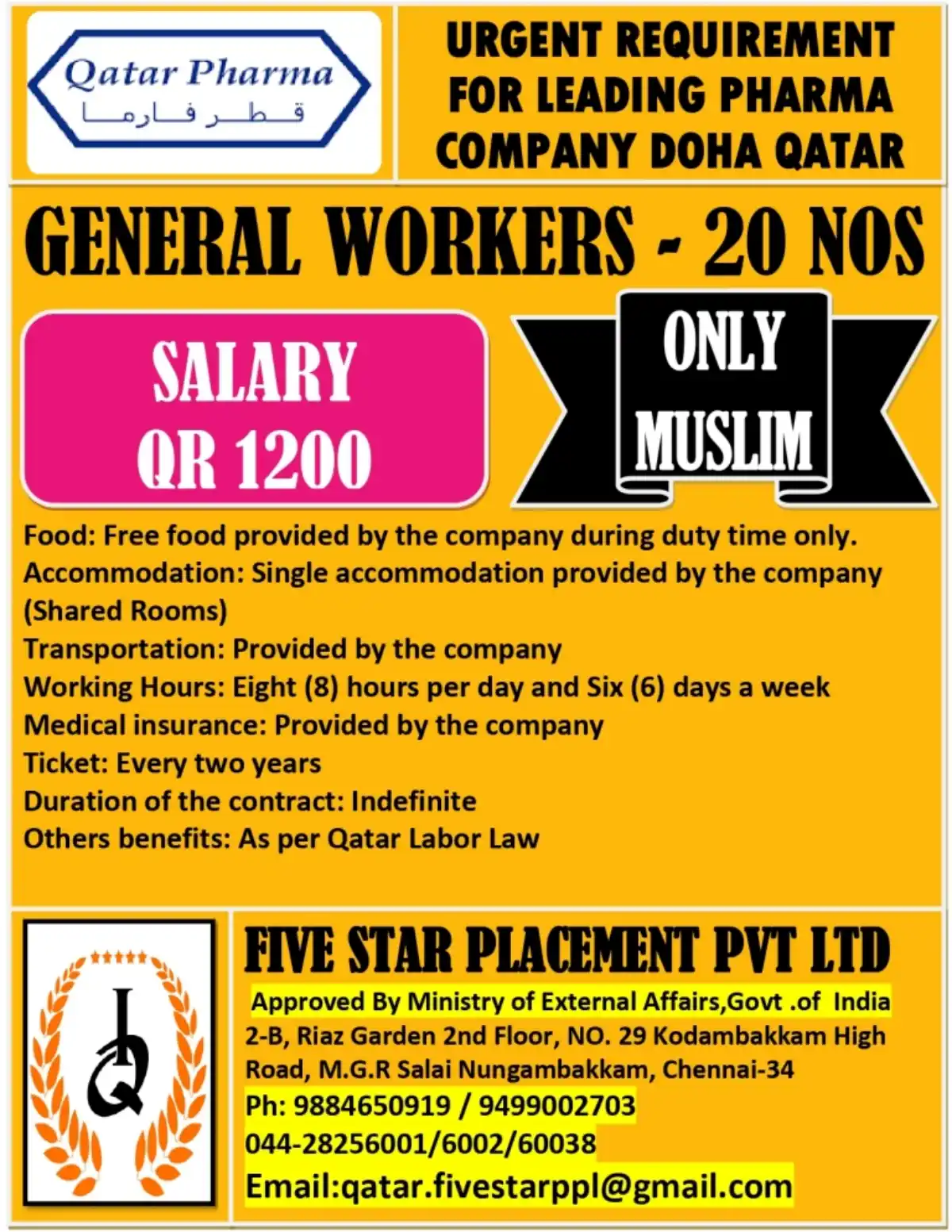 General Workers Jobs in Doha, Qatar