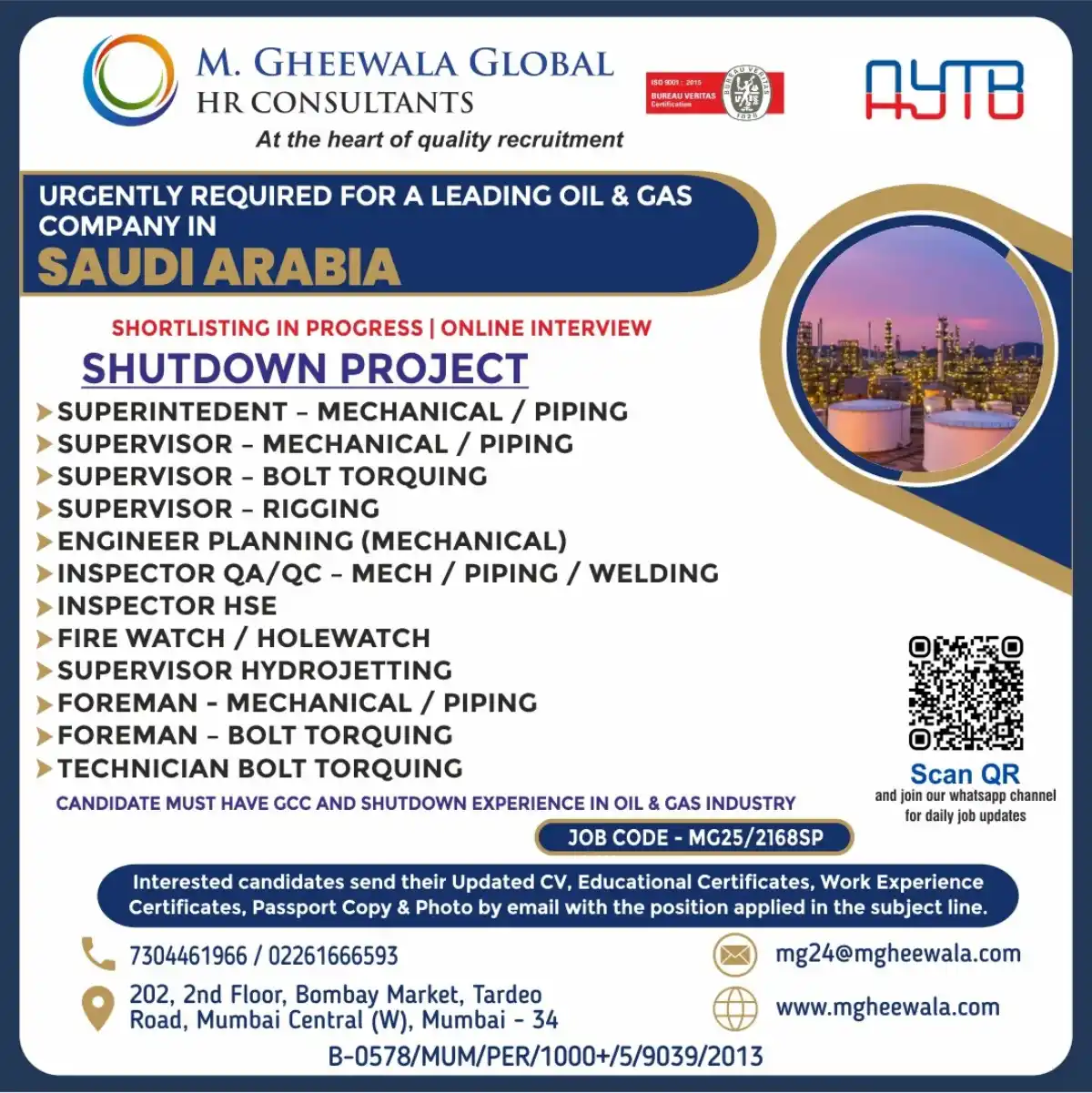 Urgent Oil & Gas Jobs – Saudi Shutdown Project