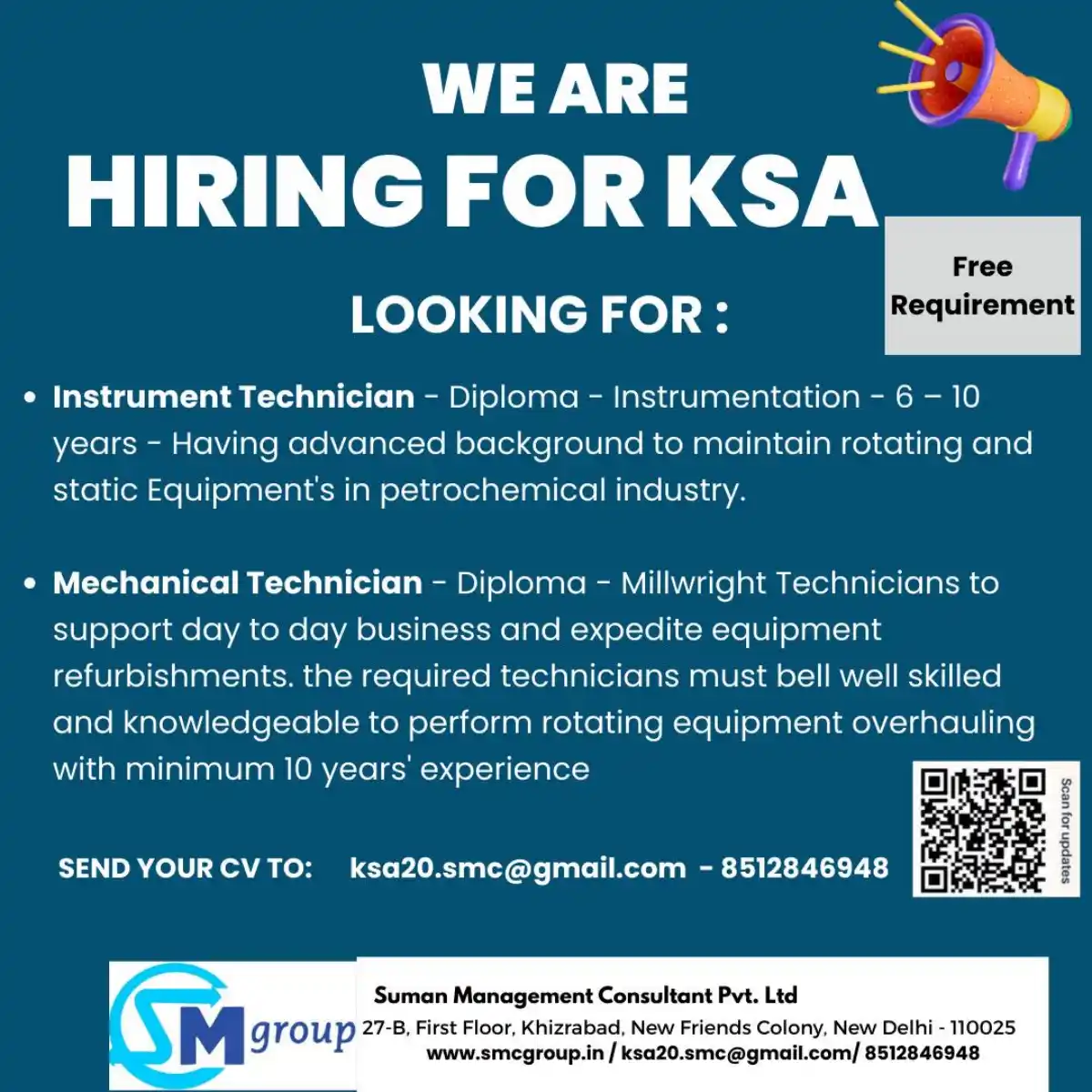 Instrument & Mechanical Technician Jobs in KSA