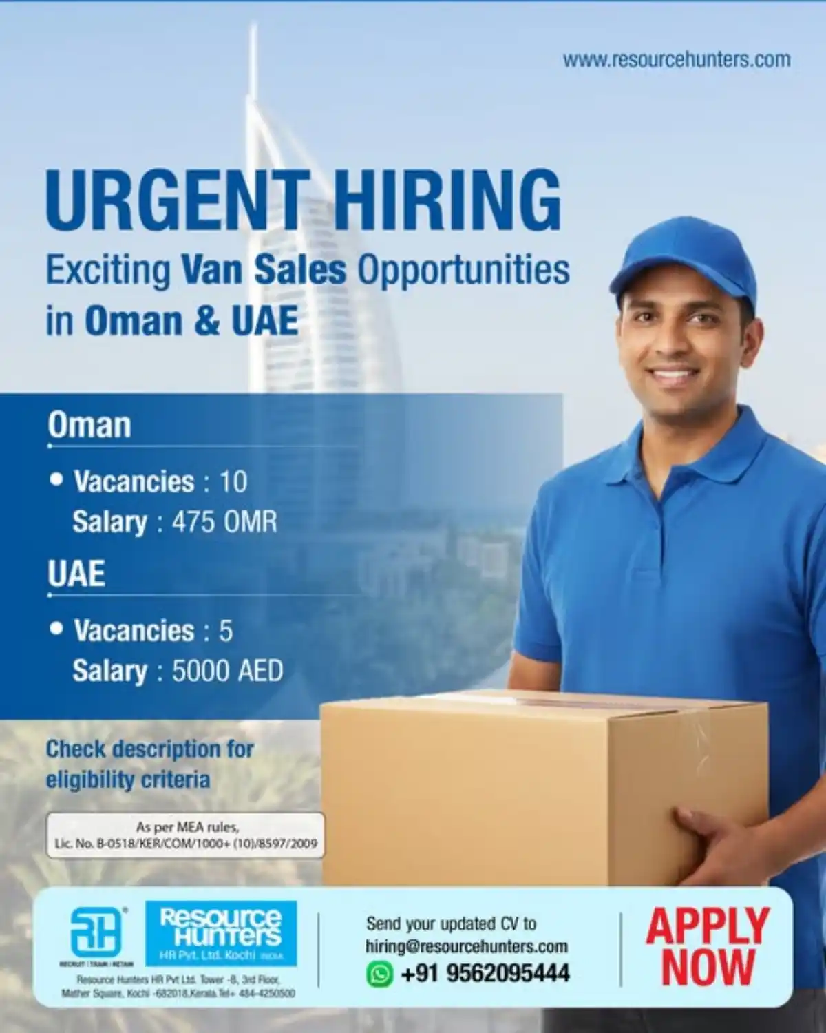 Van Sales Jobs – Oman & UAE