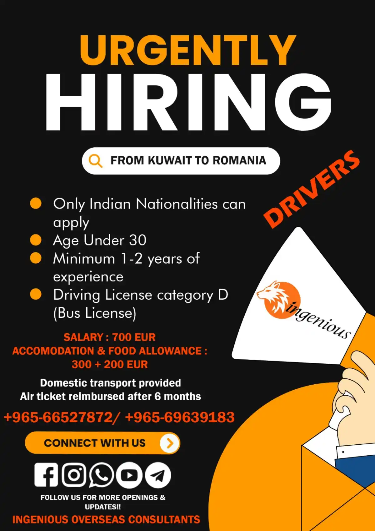 Bus Driver Job – Romania (Indian Nationals)