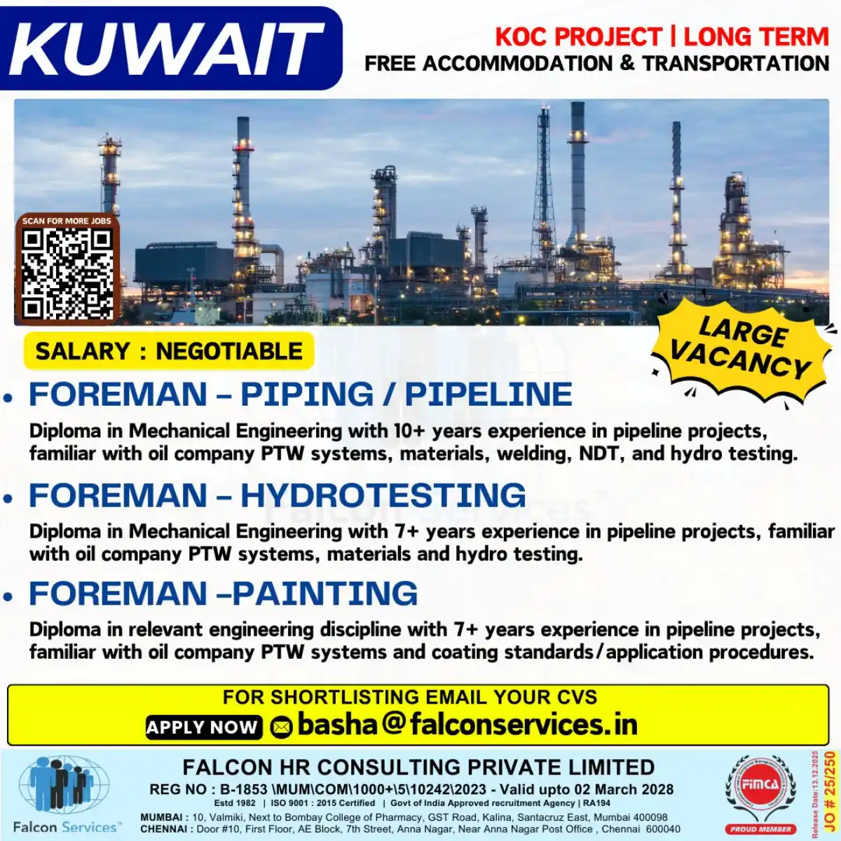 Foreman Jobs: KOC Project Kuwait