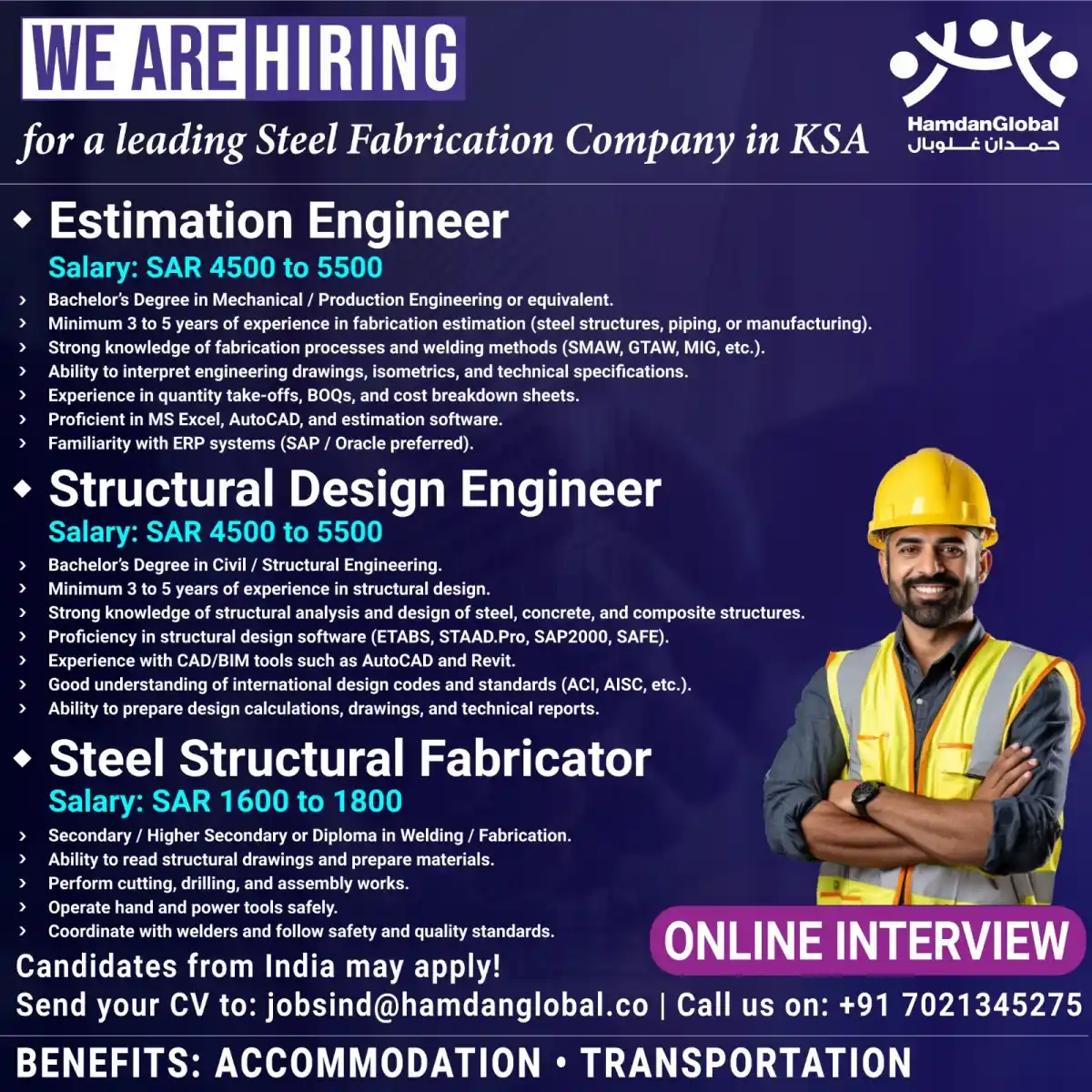 Steel Fabrication Jobs in KSA – Immediate Hiring