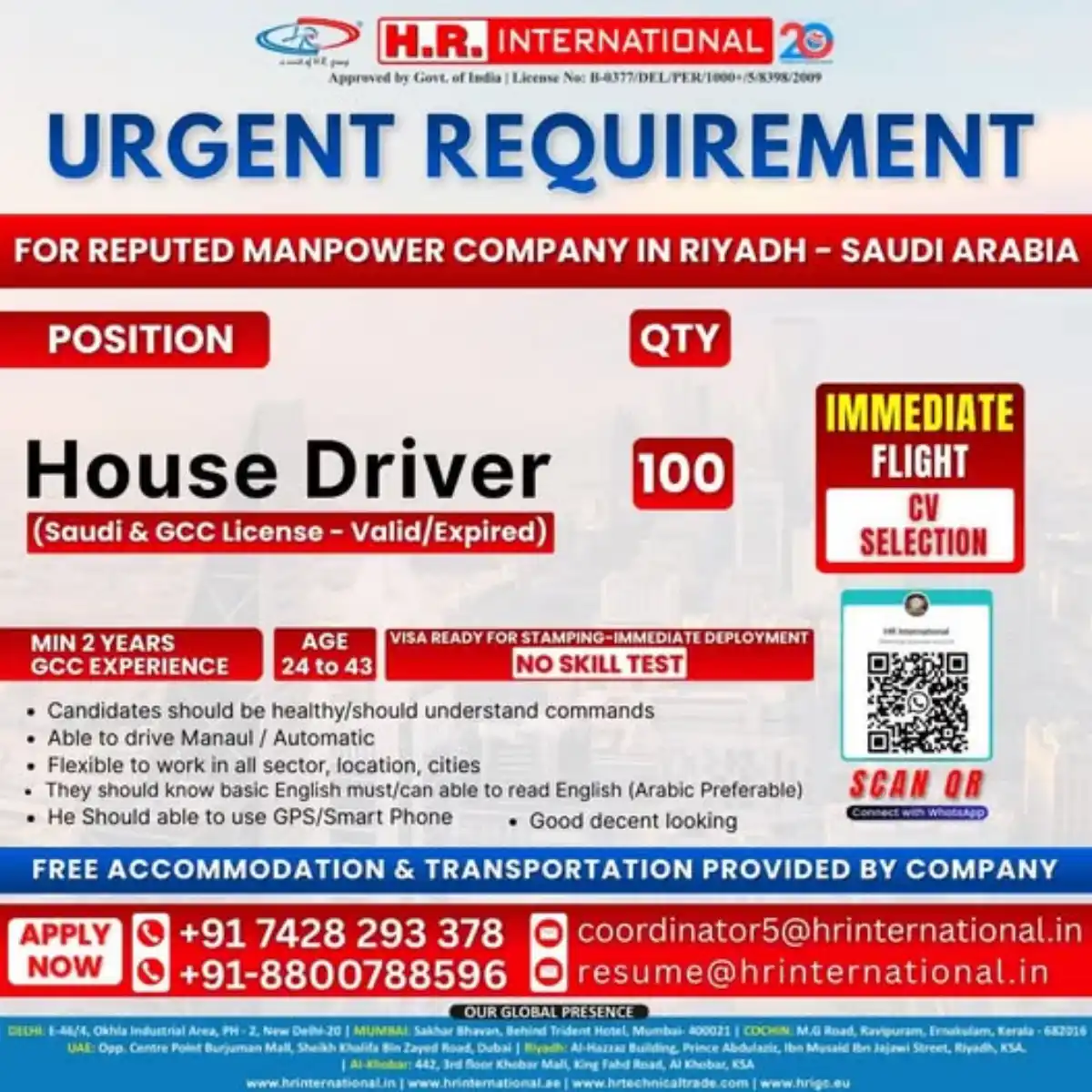 House Driver Jobs in Riyadh – Urgent Hiring