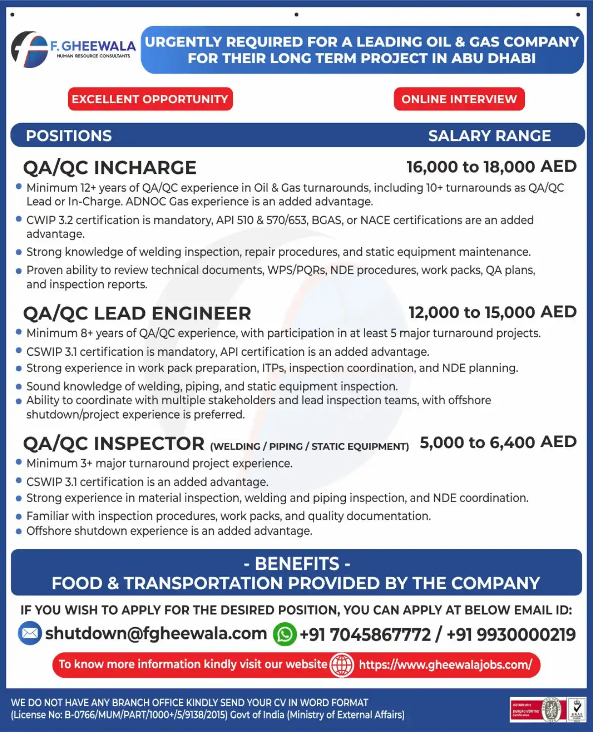 QA/QC Jobs Abu Dhabi