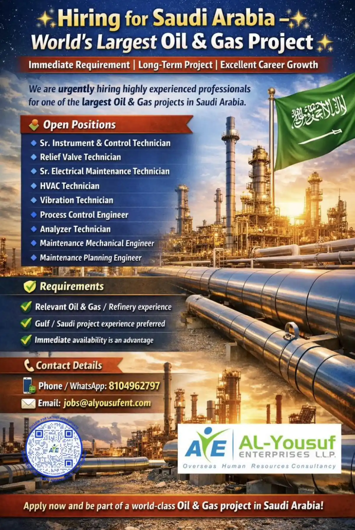 Oil & Gas Jobs in Saudi Arabia – Immediate Hiring