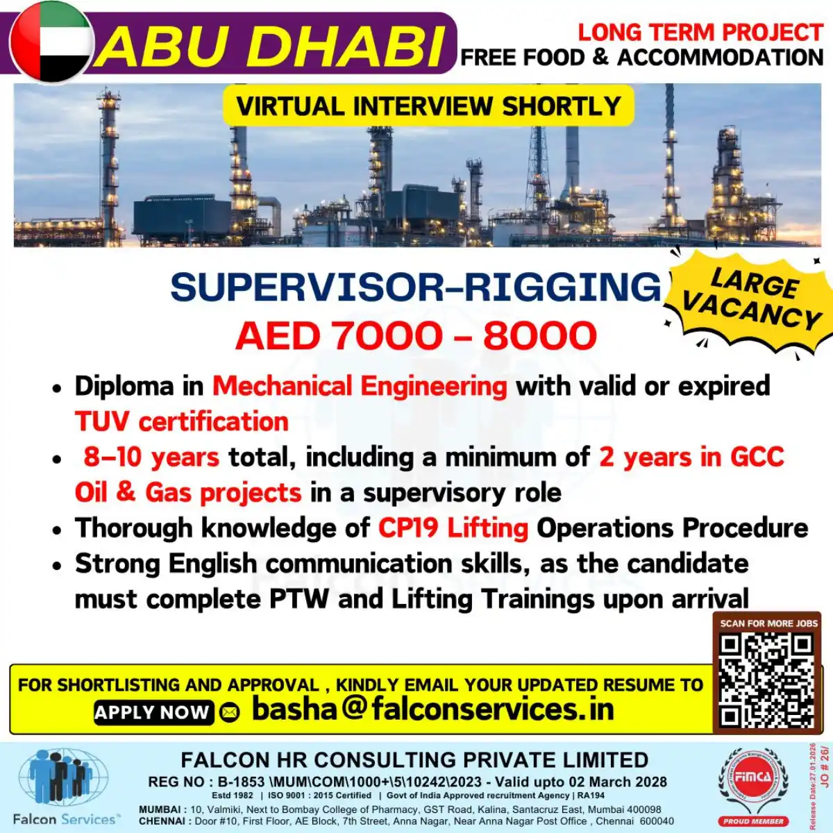 Supervisor Rigging – Abu Dhabi (AED 7000-8000)