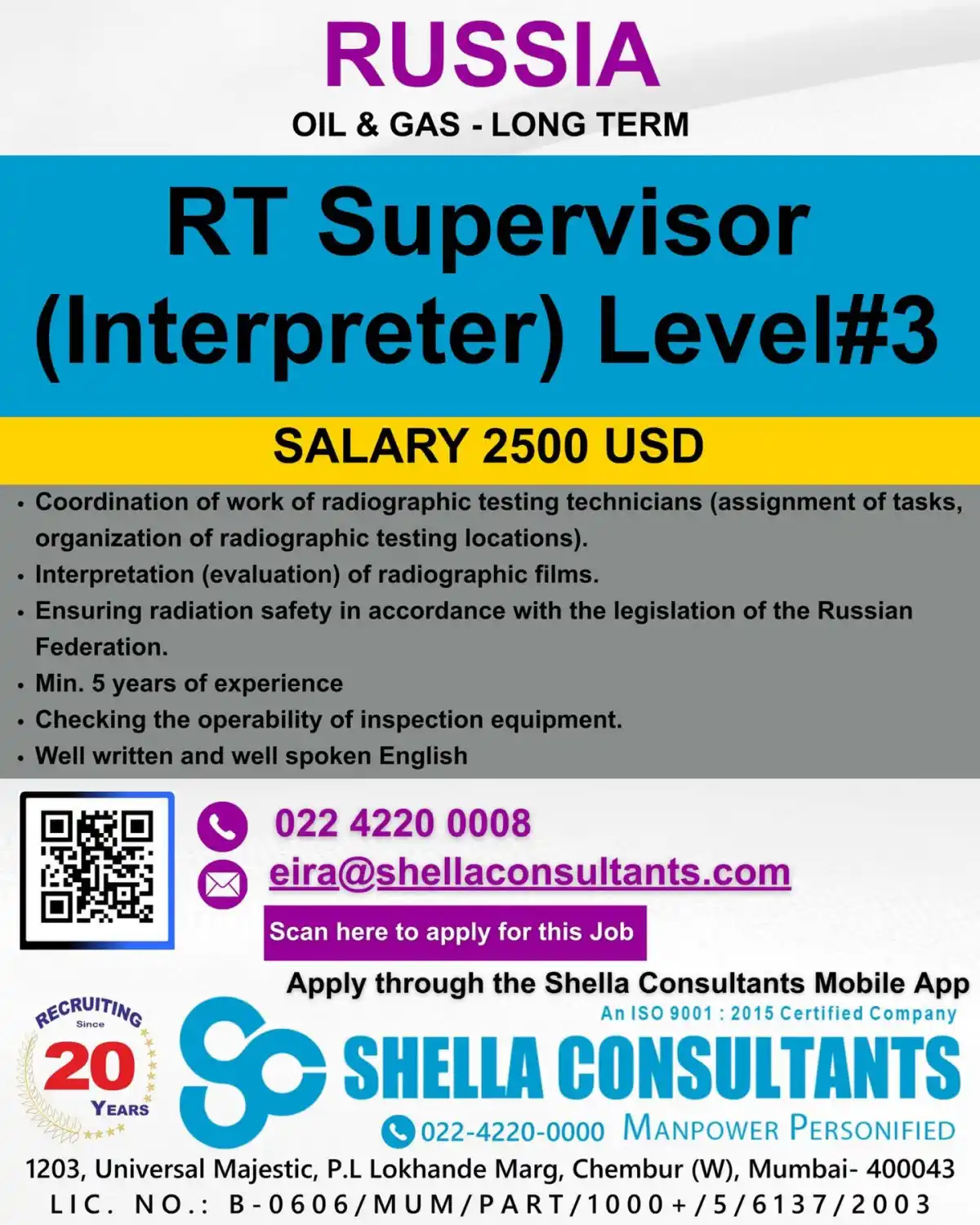 RT Supervisor Job in Russia