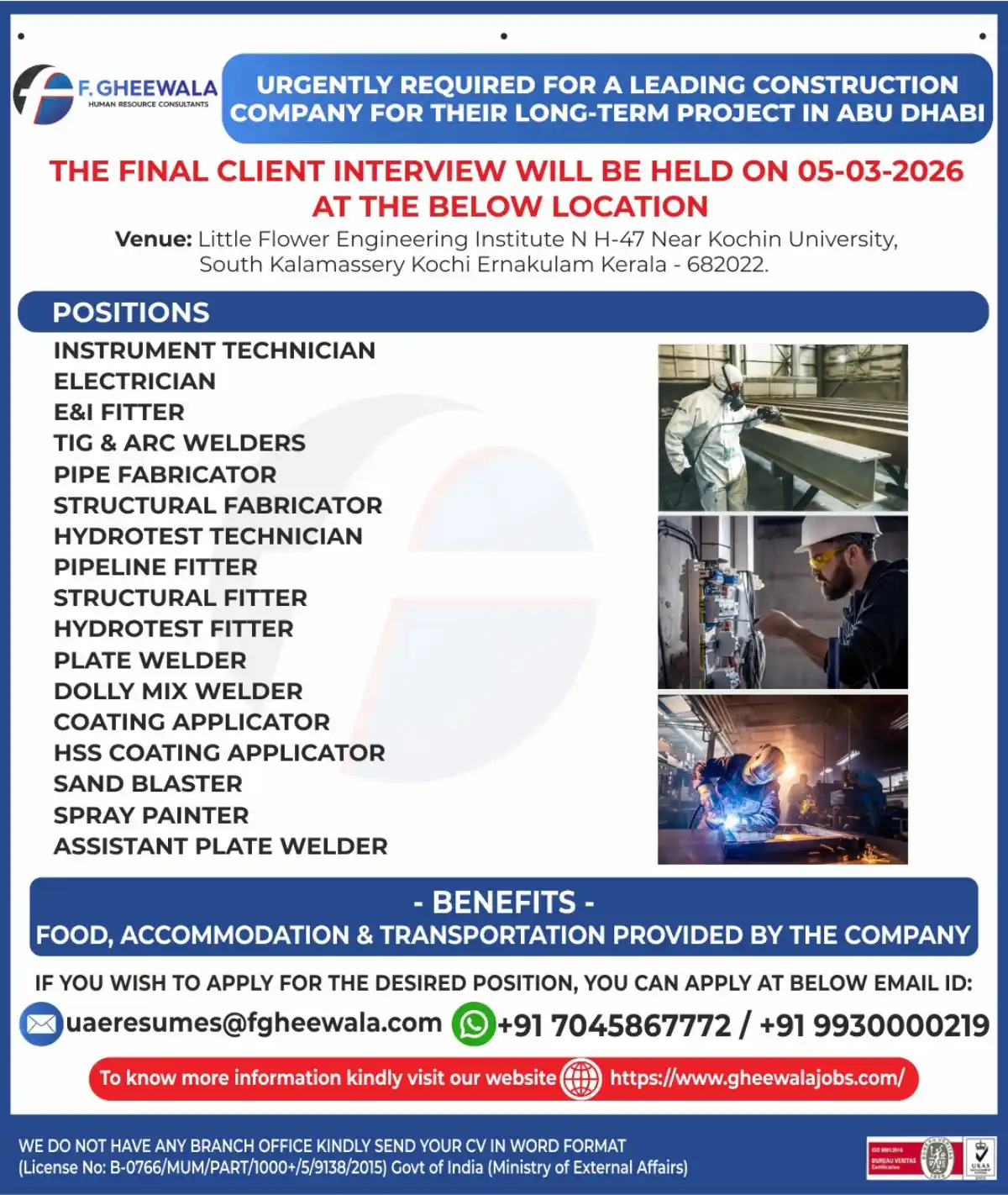 Abu Dhabi Construction Jobs – Interview 05 March 2026