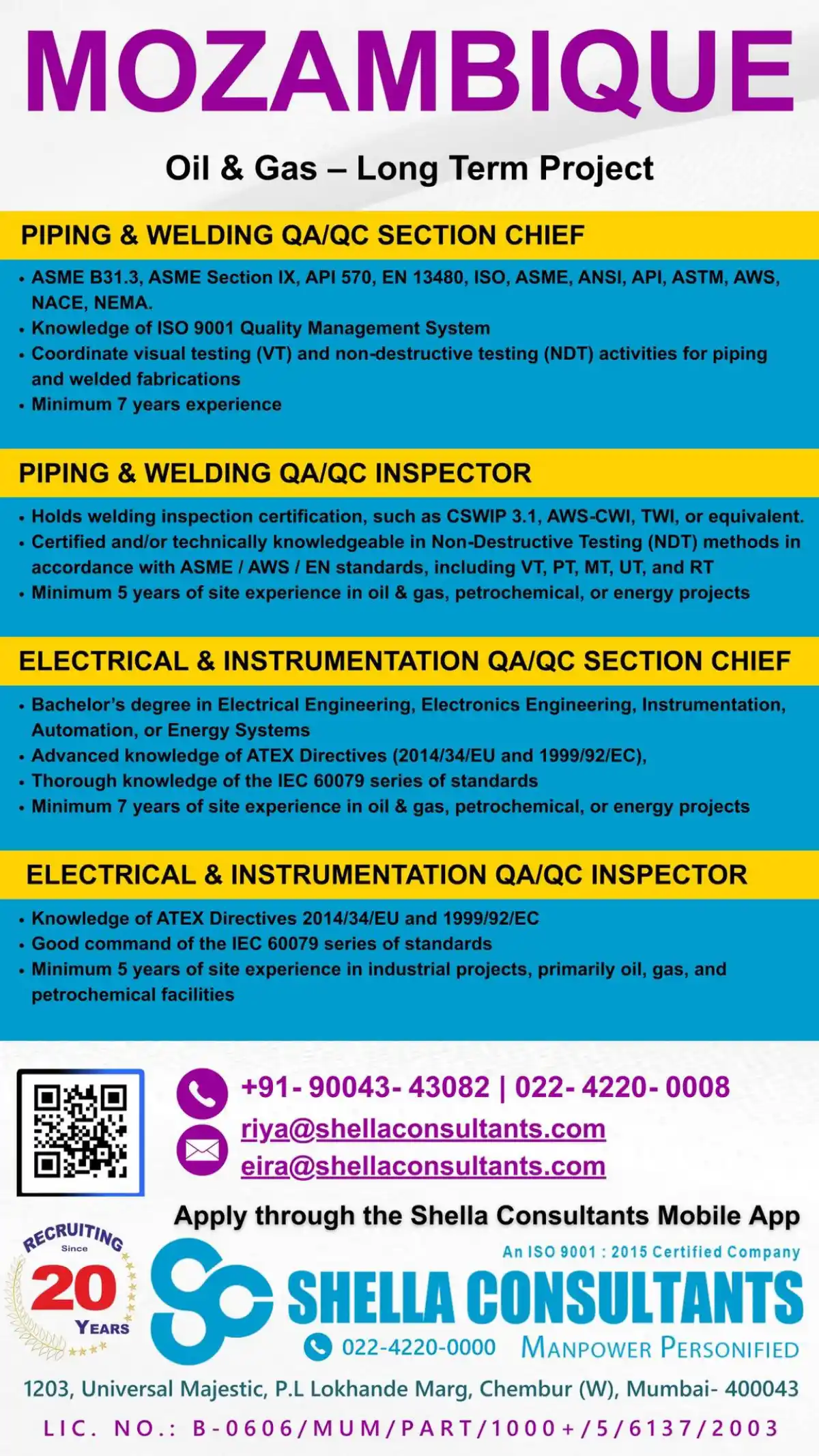 QA/QC Jobs – Mozambique Oil & Gas