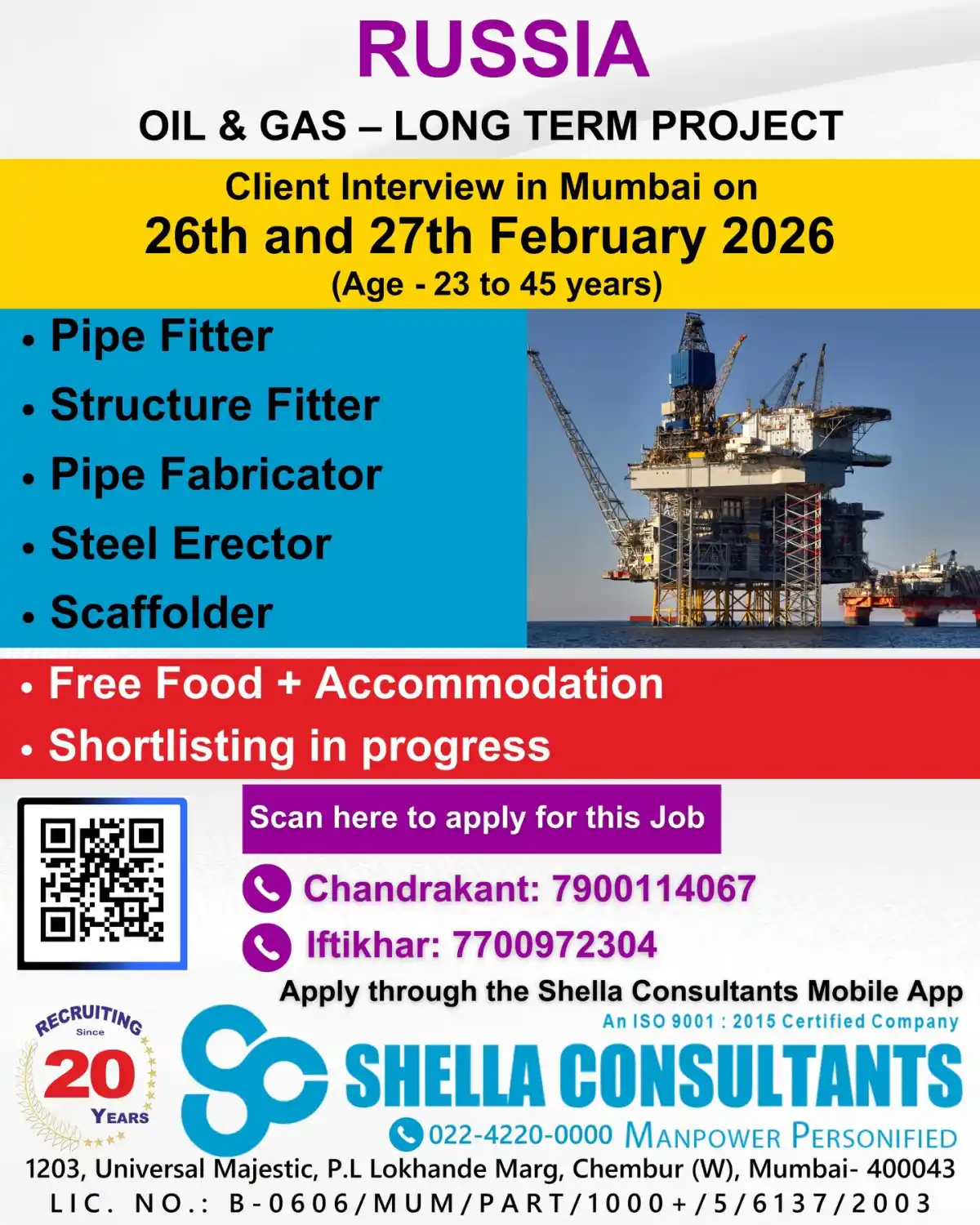 Oil & Gas Jobs for Russia – Interview in Mumbai