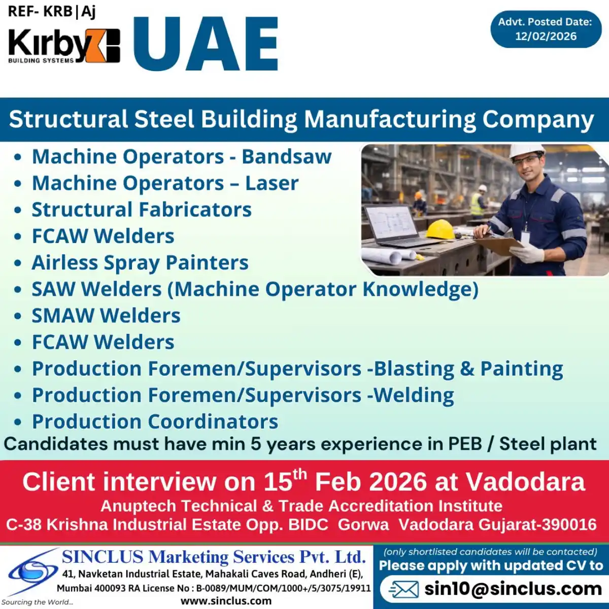 Kirby UAE Steel Plant Jobs 2026