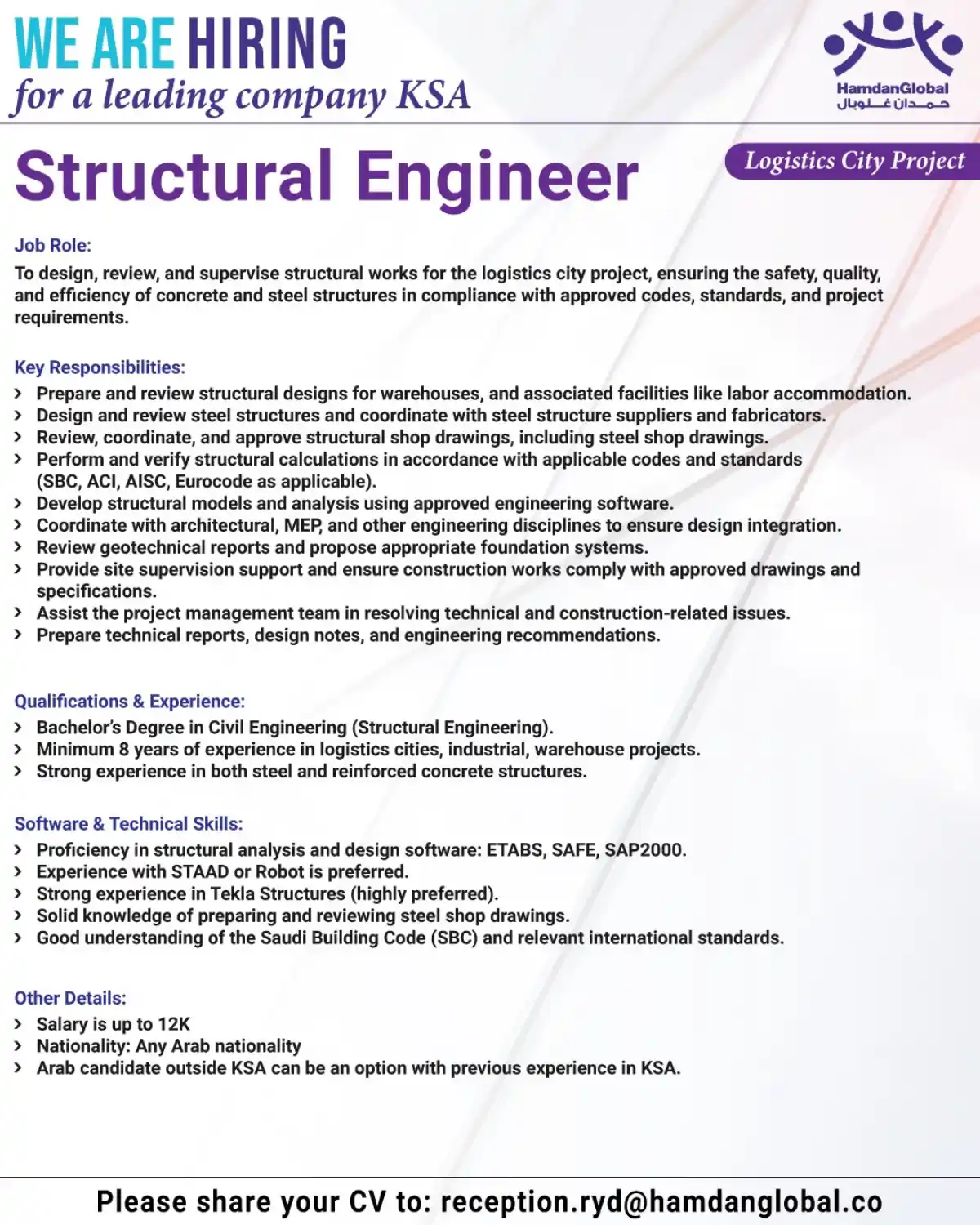 Structural Engineer – Logistics City Project (KSA)