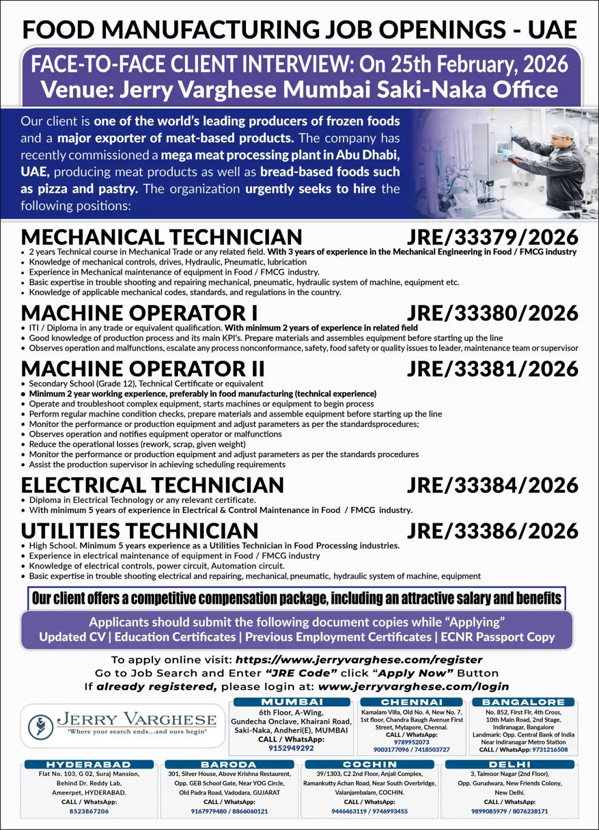 UAE Food Jobs Hiring