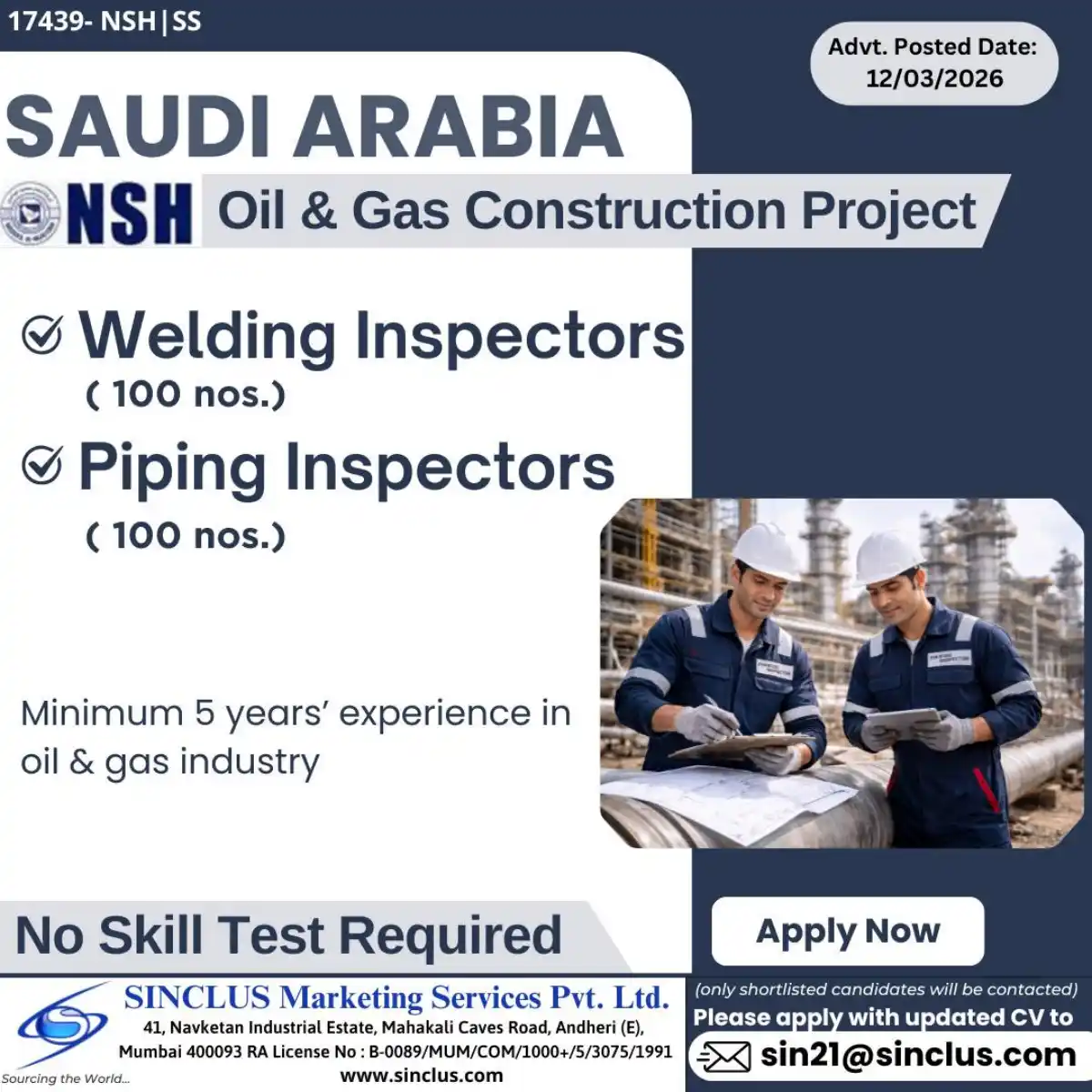 200 Welding & Piping Inspector Jobs – Saudi Arabia