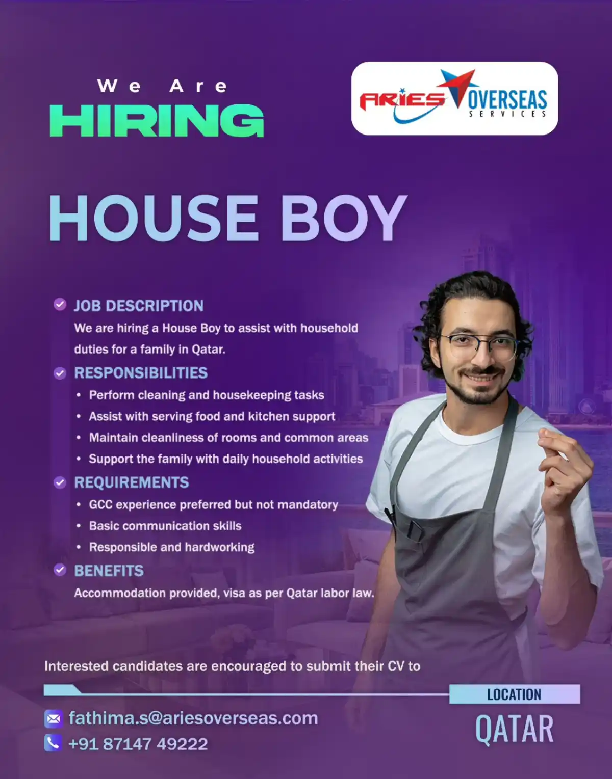 House Boy Job Qatar