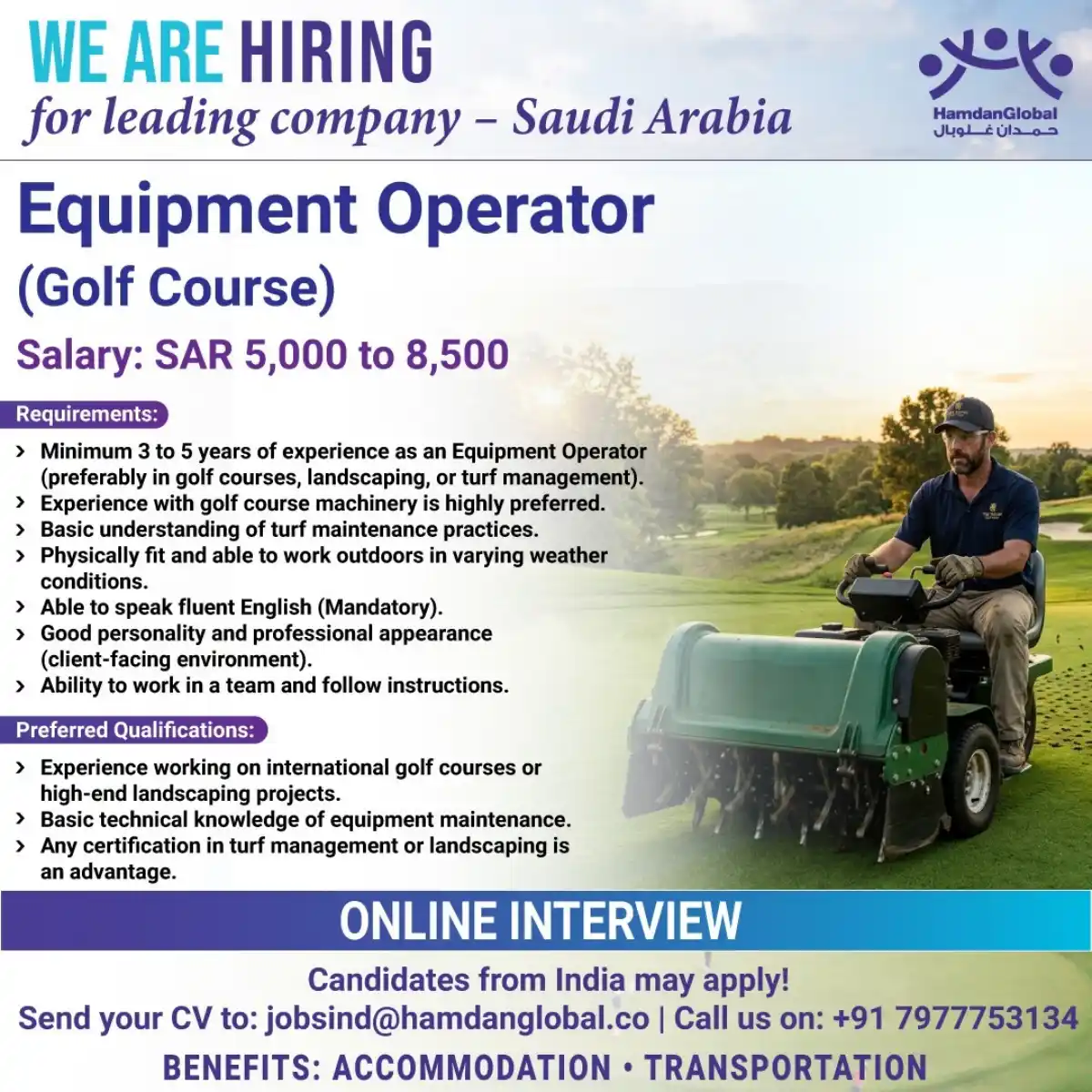Equipment Operator – Golf Course (Saudi Arabia)