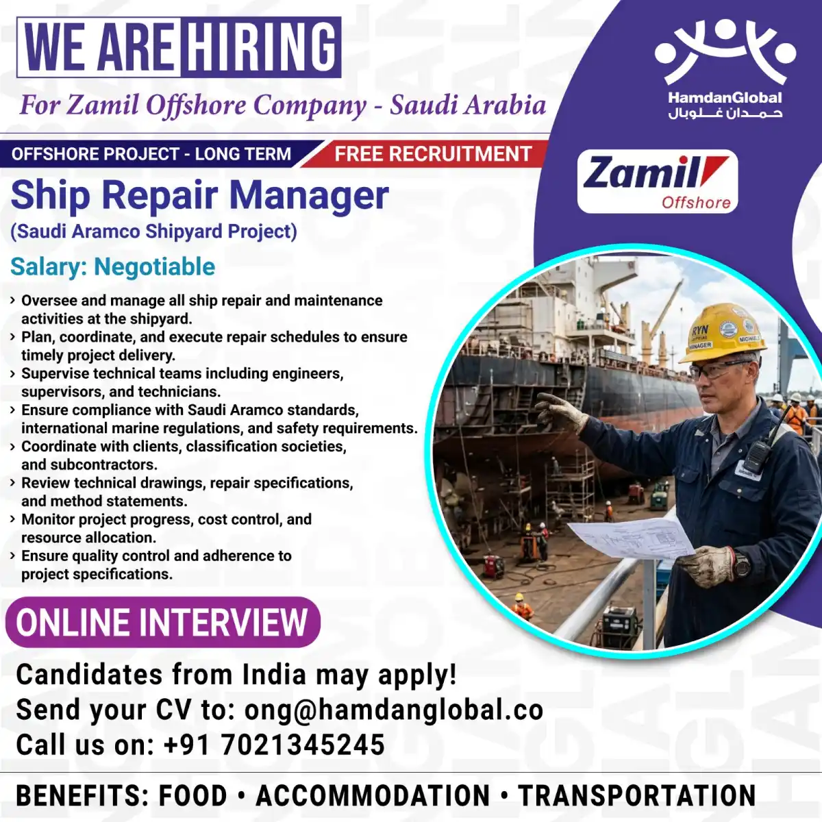 Ship Repair Manager – Zamil Offshore
