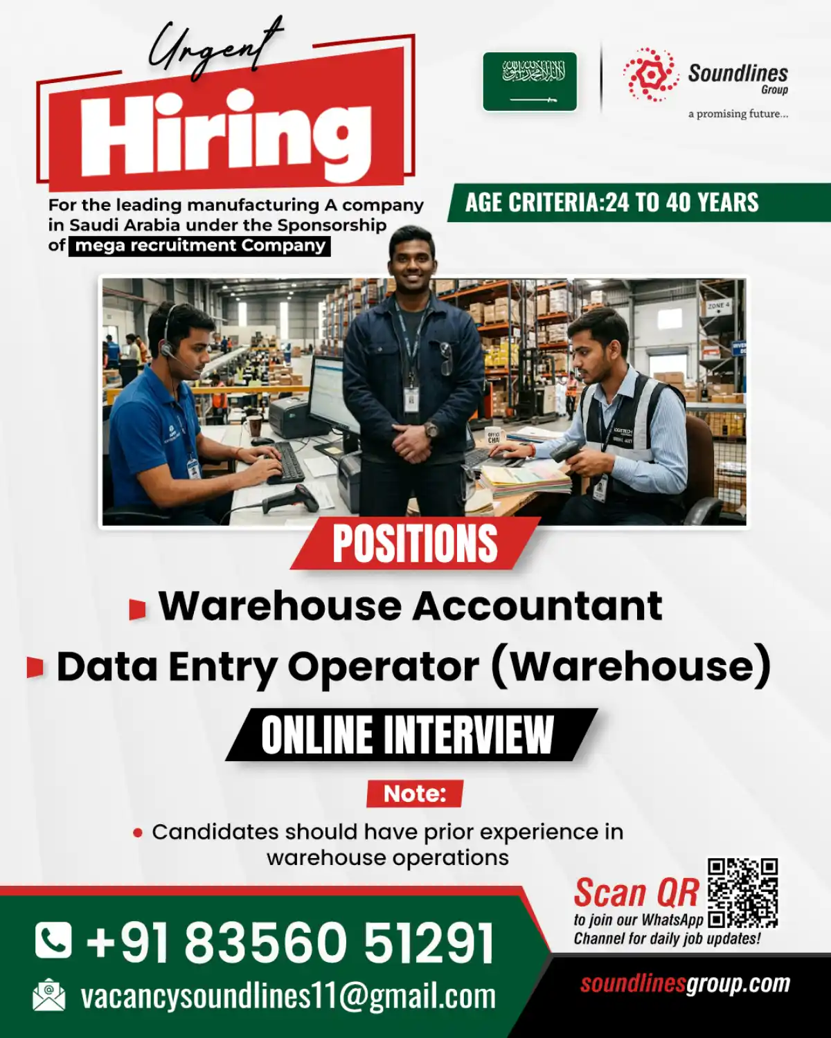 Warehouse Jobs in Saudi Arabia – Urgent Hiring