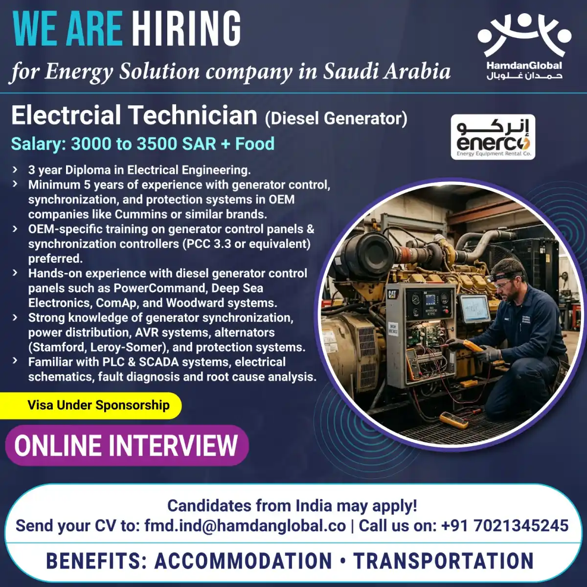 Electrical Technician (DG) – Saudi Arabia