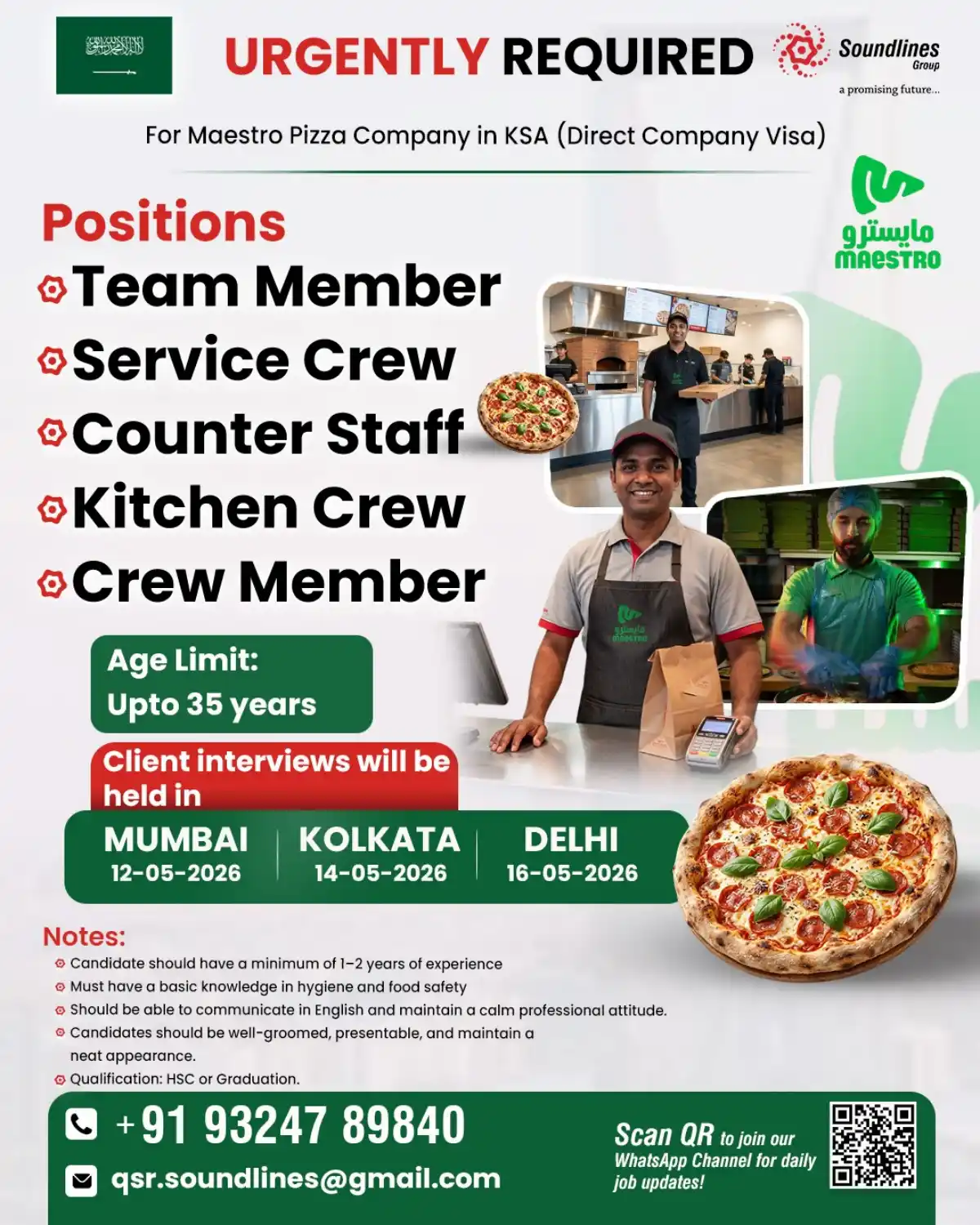 Urgent: Maestro Pizza KSA Jobs