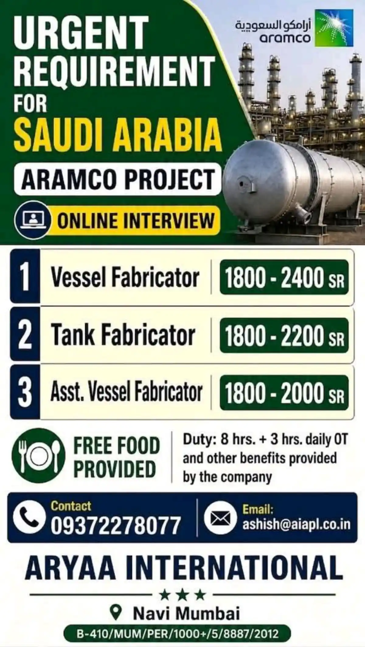 Aramco Project Fabricator Jobs