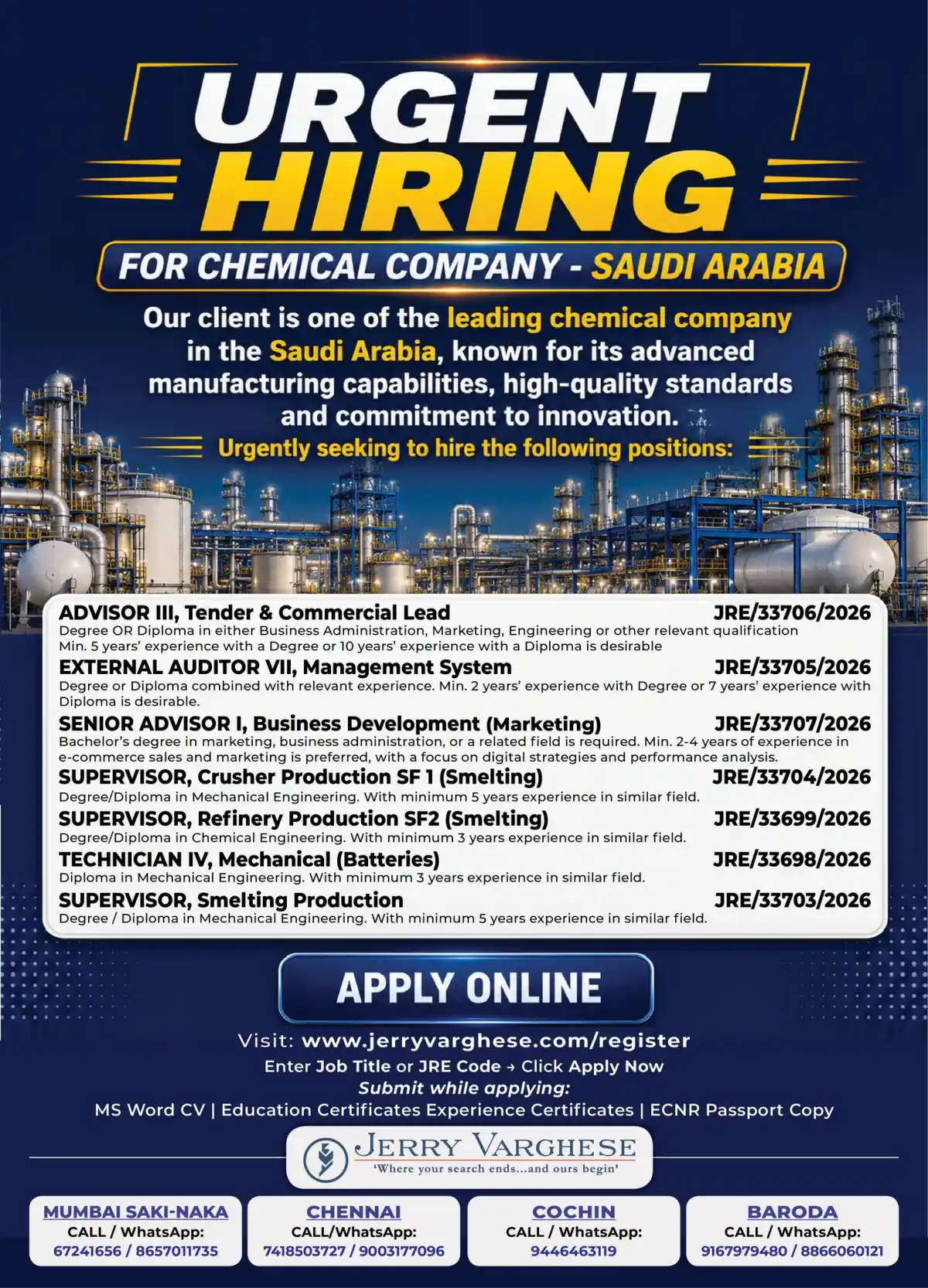 Chemical Company Saudi Arabia Jobs