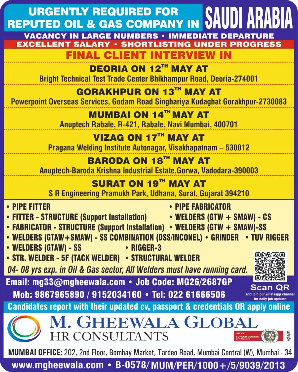 Urgent Oil & Gas Jobs – Saudi Arabia
