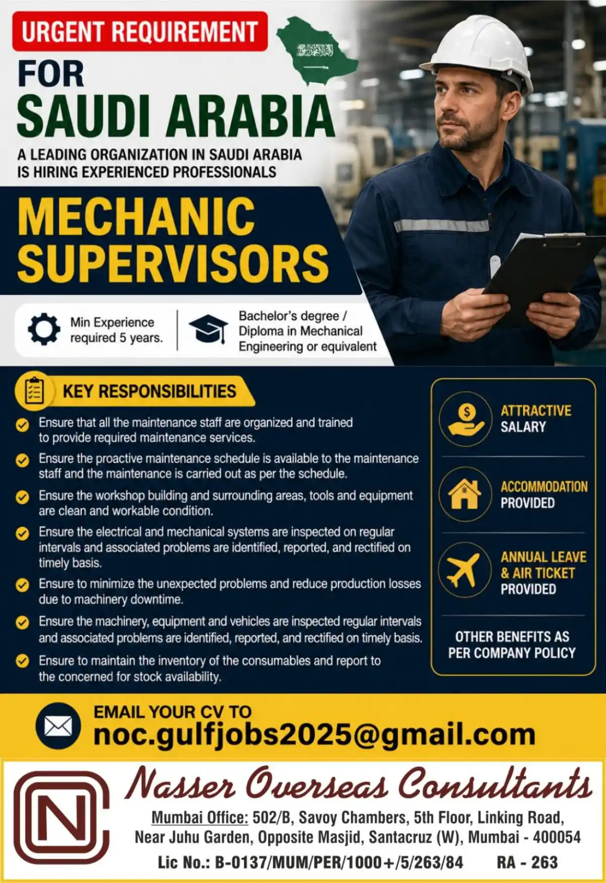 Mechanic Supervisor – Saudi Arabia