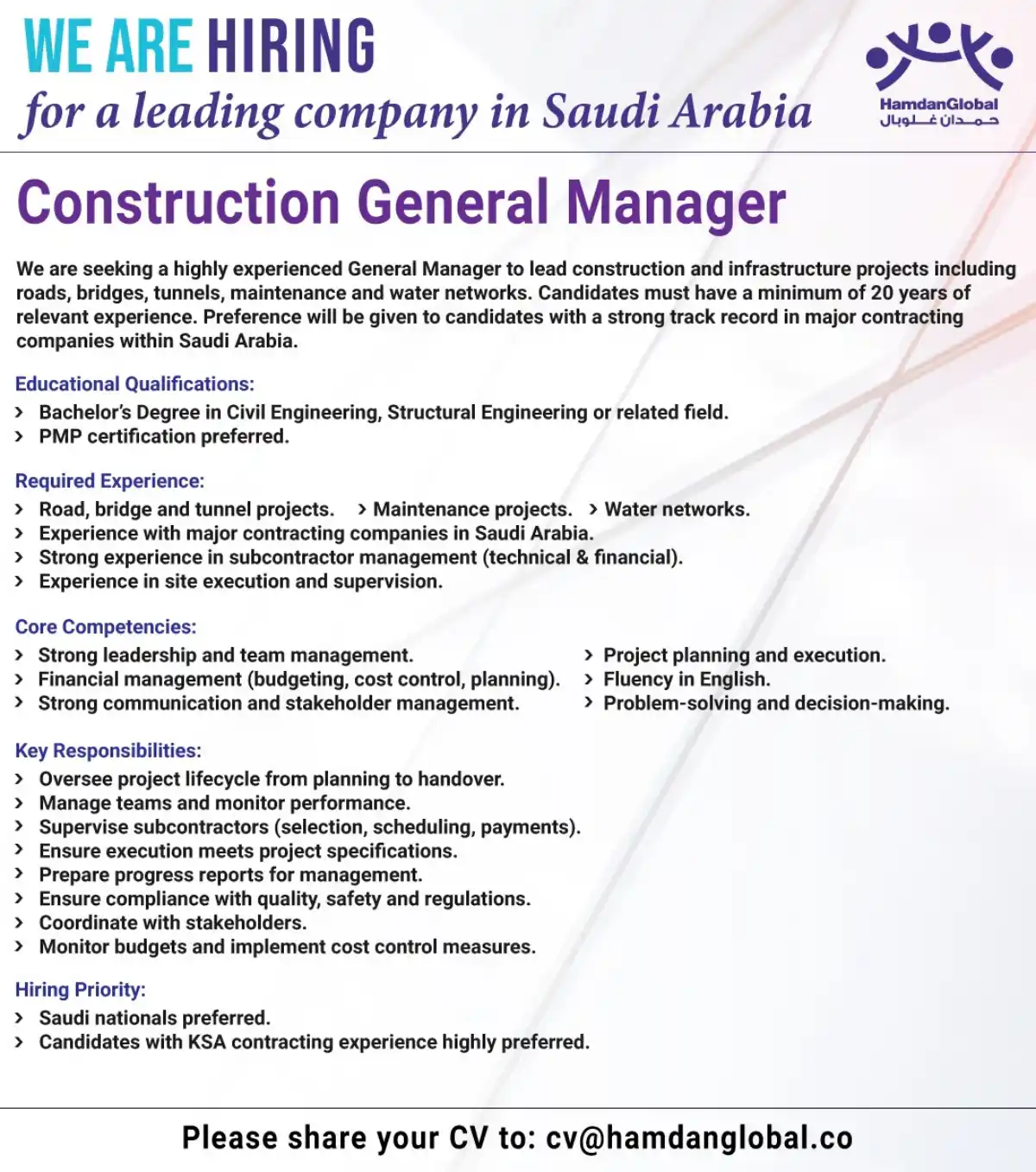 Construction General Manager