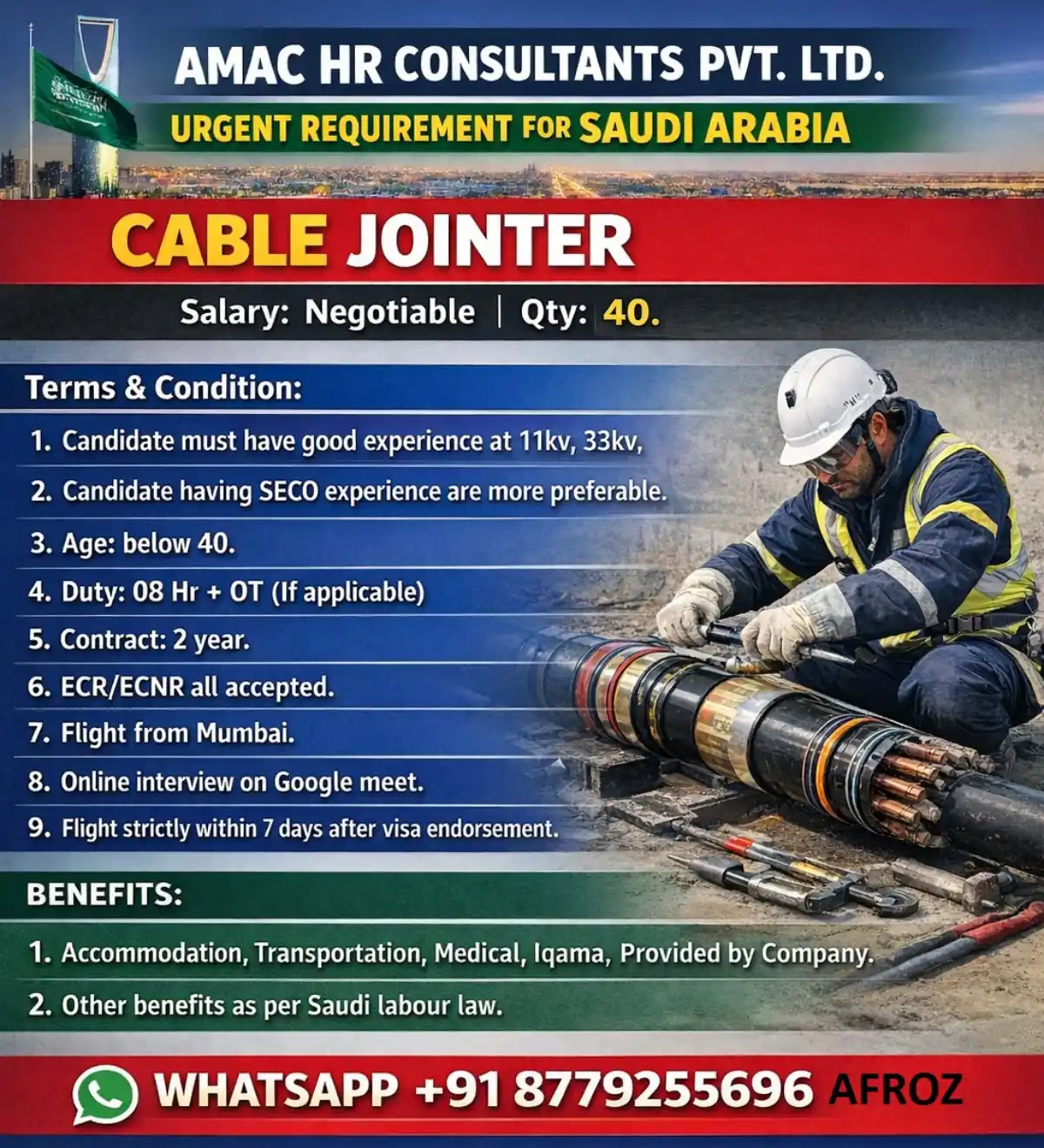 Cable Jointer – Saudi Arabia