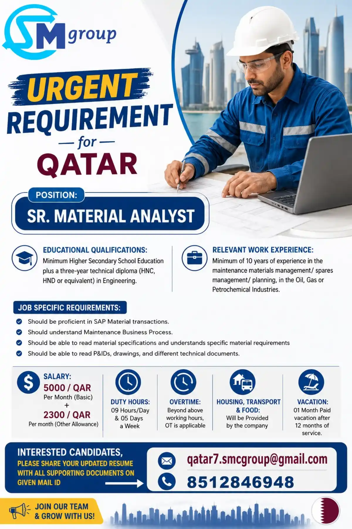 Senior Material Analyst – Qatar