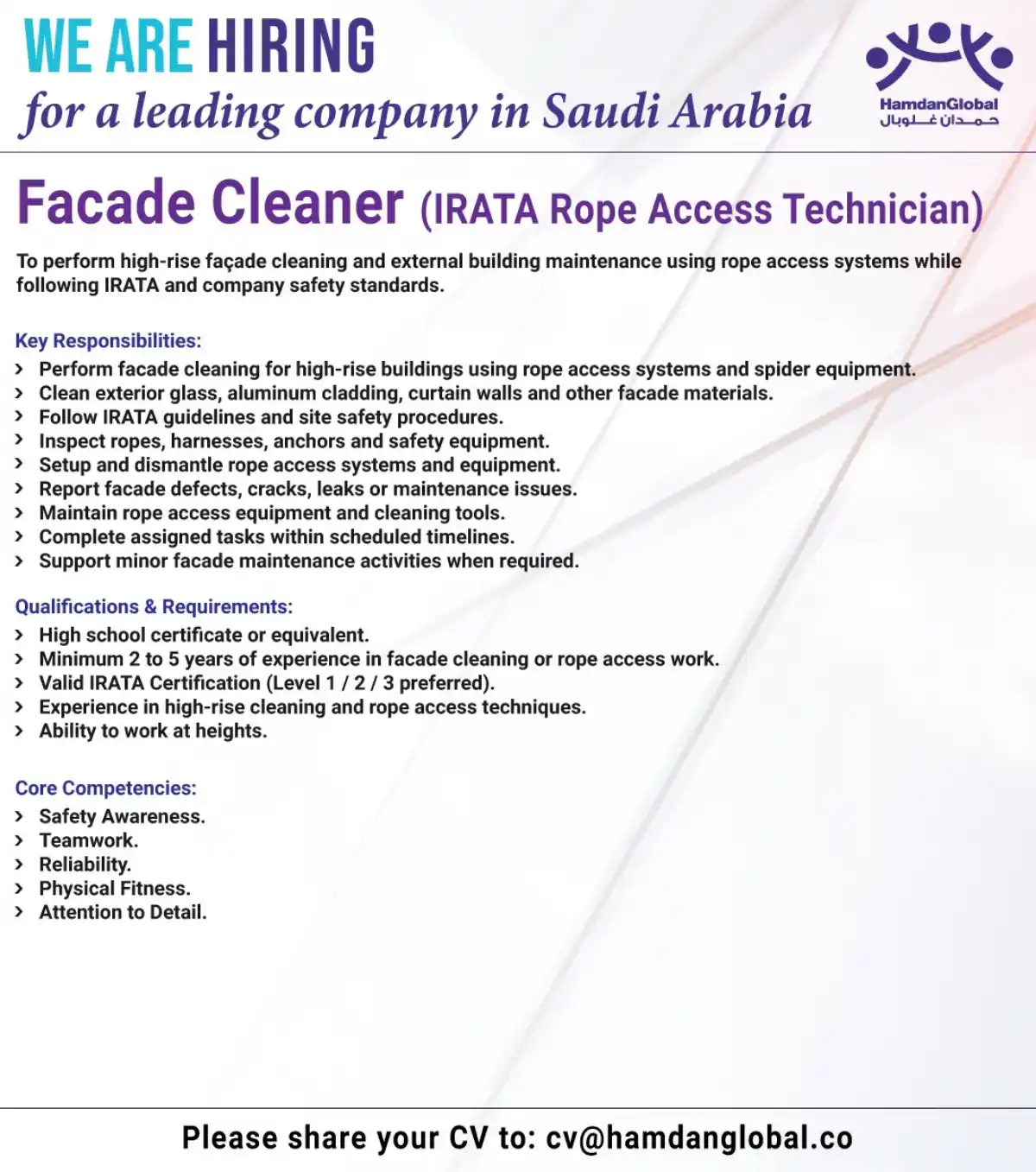 Facade Cleaner (IRATA)