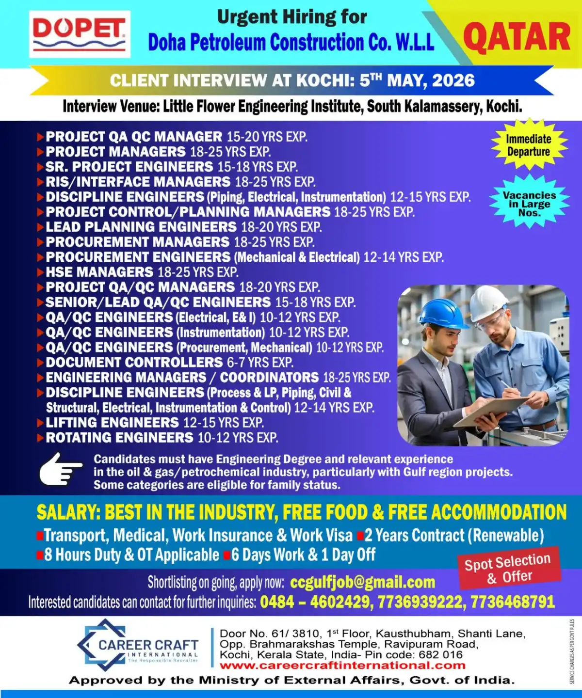 Doha Petroleum Construction Qatar Hiring 2026