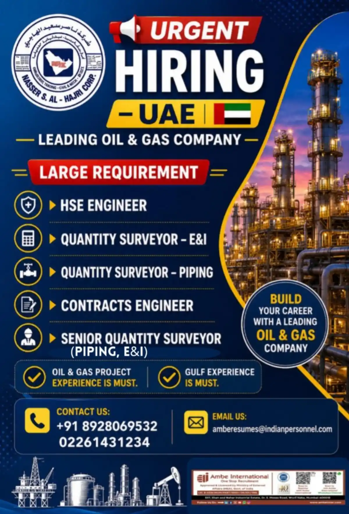 Urgent Oil & Gas Hiring UAE